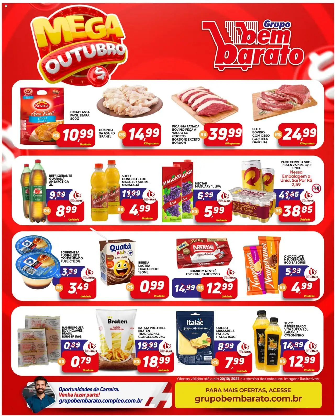Supermercado Bem Barato Folheto - válido de 14.10.2025 | Página: 3 | Produtos: Picanha, Chocolate, Refrigerante, Batata
