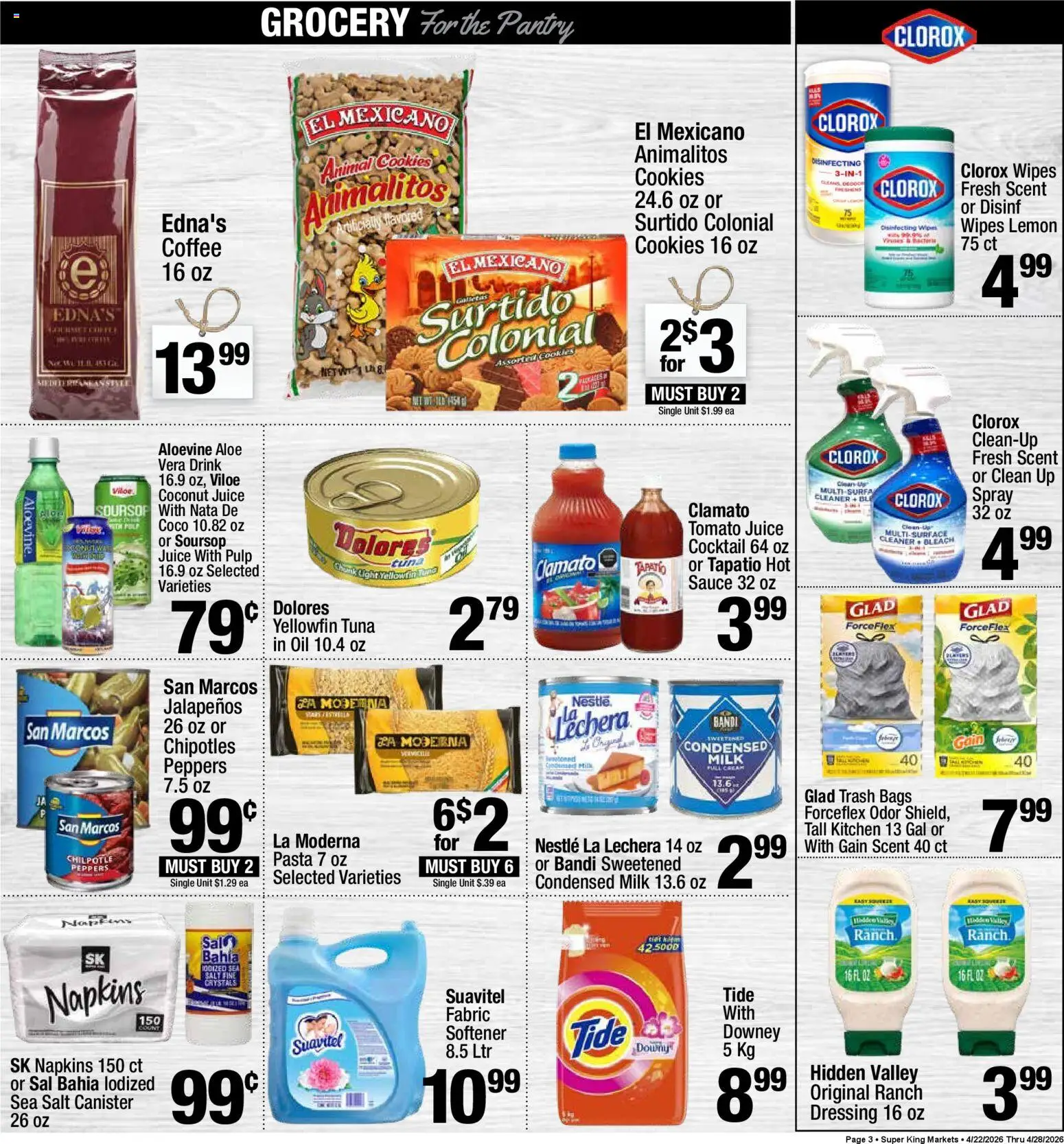 Super King Weekly Ad - valid from 22.04.2026 | Page: 3 | Products: Oil, Fabric softener, Cookies, Salt