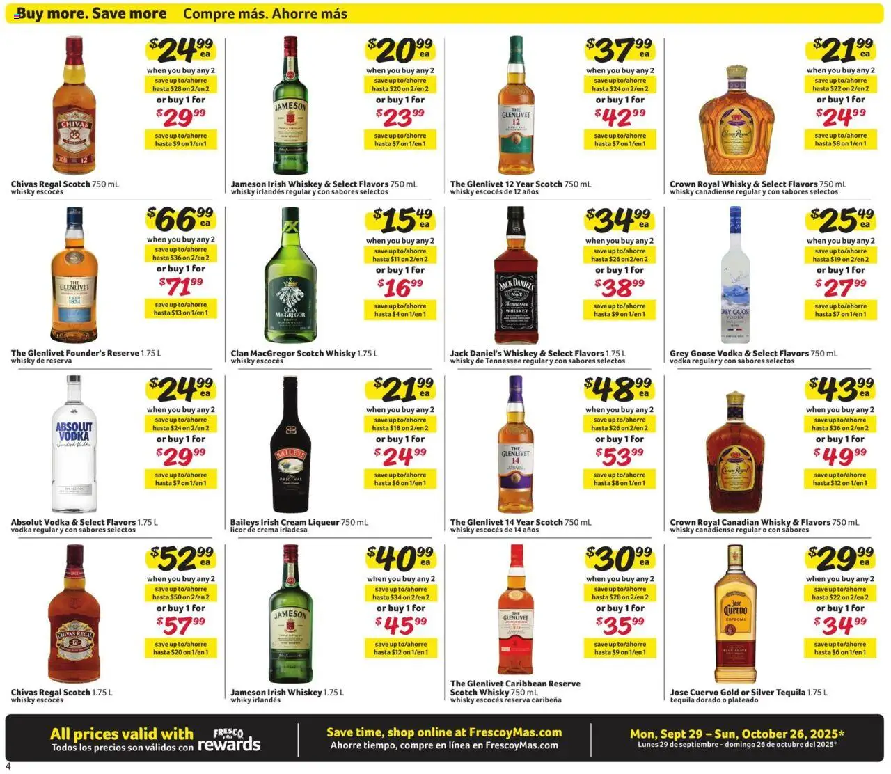 Fresco y Más Alcohol Flyer - valid from 29.09.2025 | Page: 4 | Products: Cream, Vodka, Whiskey
