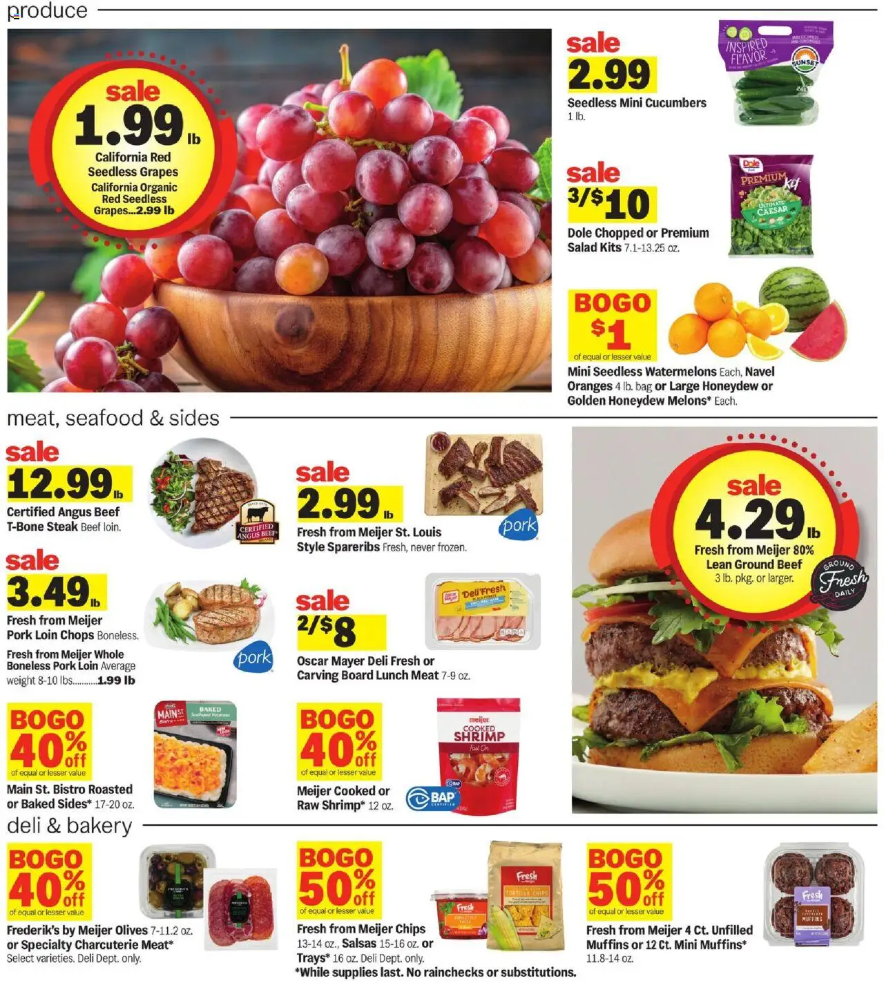 Meijer Weekly Ad - valid from 03.08.2025 | Page: 2 | Products: Cucumbers, Seafood, Bag, Weight