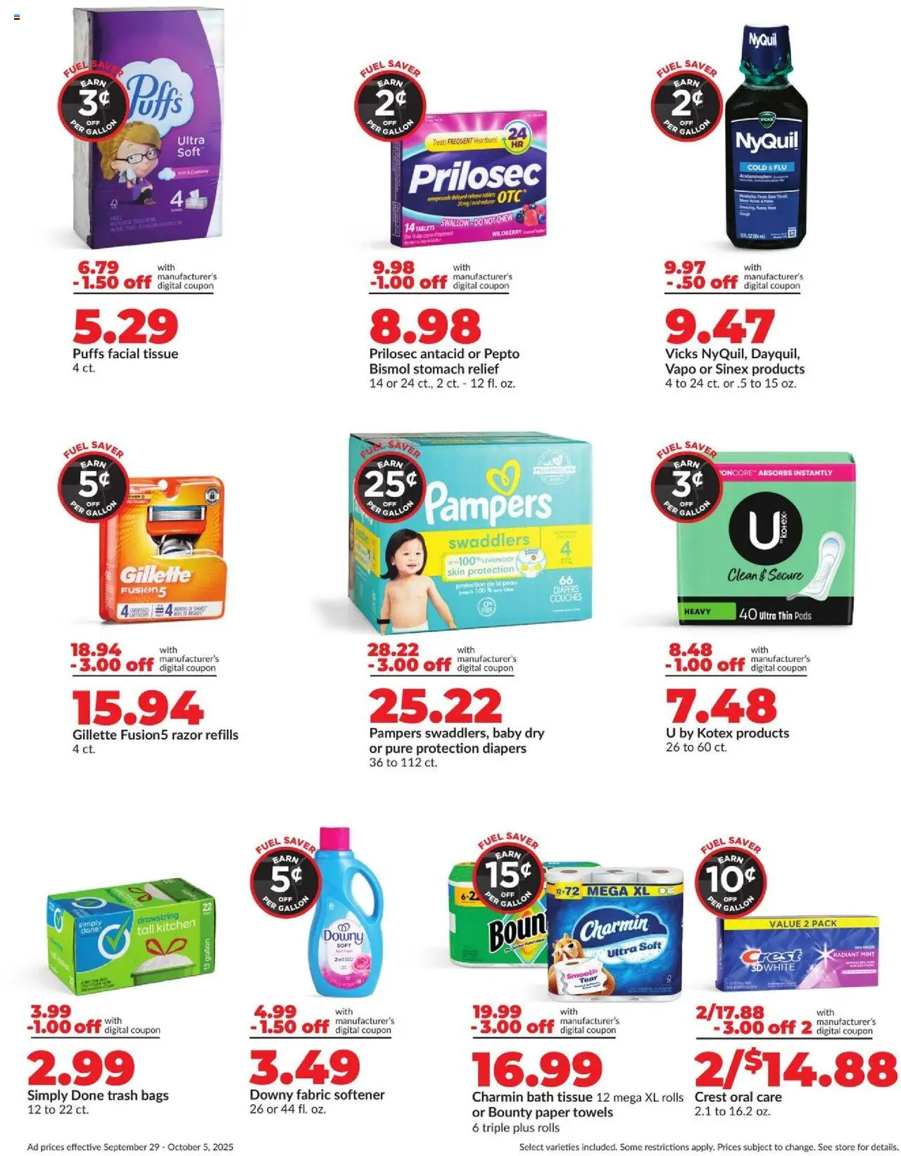 HyVee Weekly Ad - valid from 29.09.2025 | Page: 6 | Products: Bath, Fabric softener, Pads, Tablet