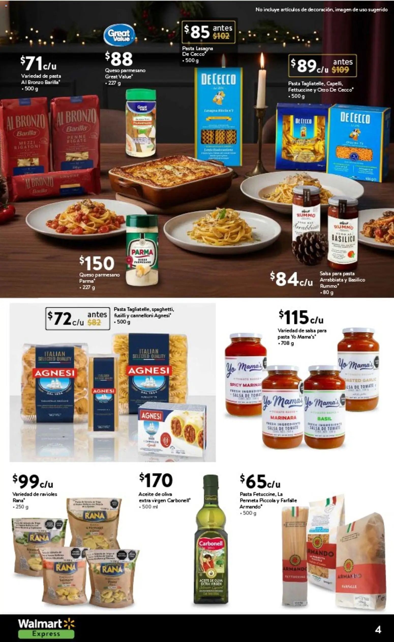 Nuevas ofertas de Walmart Express válidas en toda la República Mexicana desde el 01.12.2025. ¡Encuentra las mejores ofertas en Walmart Express folleto El lujo de compartir! | Página: 4 | Productos: Aceite de oliva, Aceite, Ravioles, Pasta