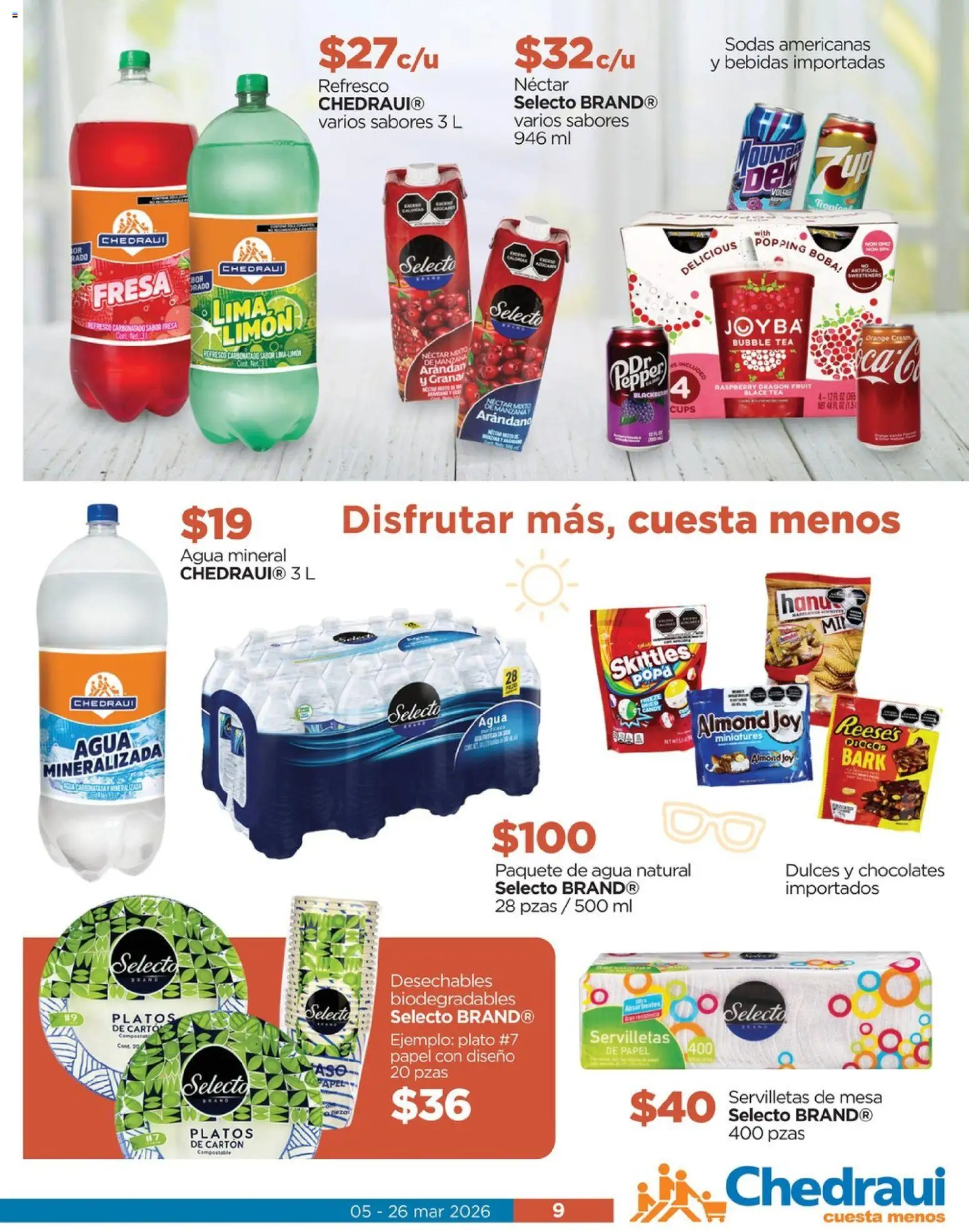 Nuevas ofertas de Chedraui válidas en toda la República Mexicana desde el 05.03.2026. ¡Encuentra las mejores ofertas en Chedraui folleto! | Página: 9 | Productos: Limón, Lima, Mesa, Servilletas