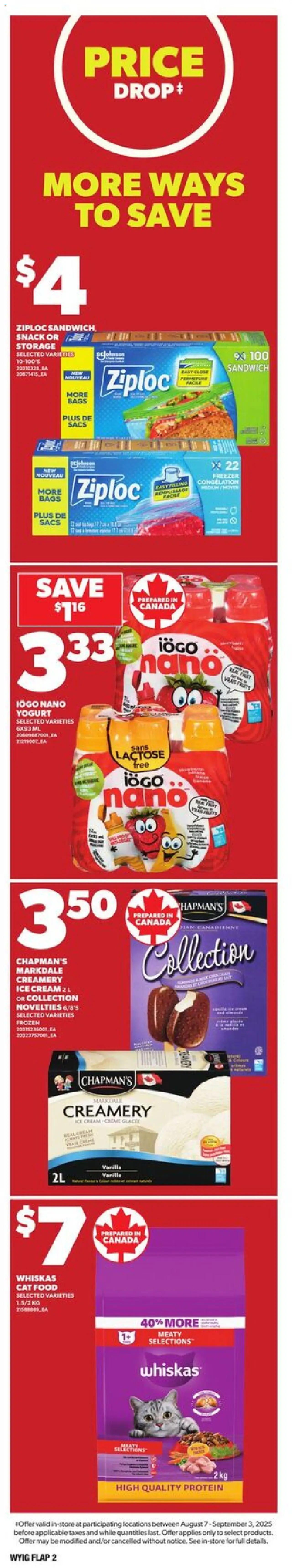 Independent Grocer flyer valid from 14.08.2025 | Page: 2 | Products: Cream, Ice cream, Freezer, Yogurt