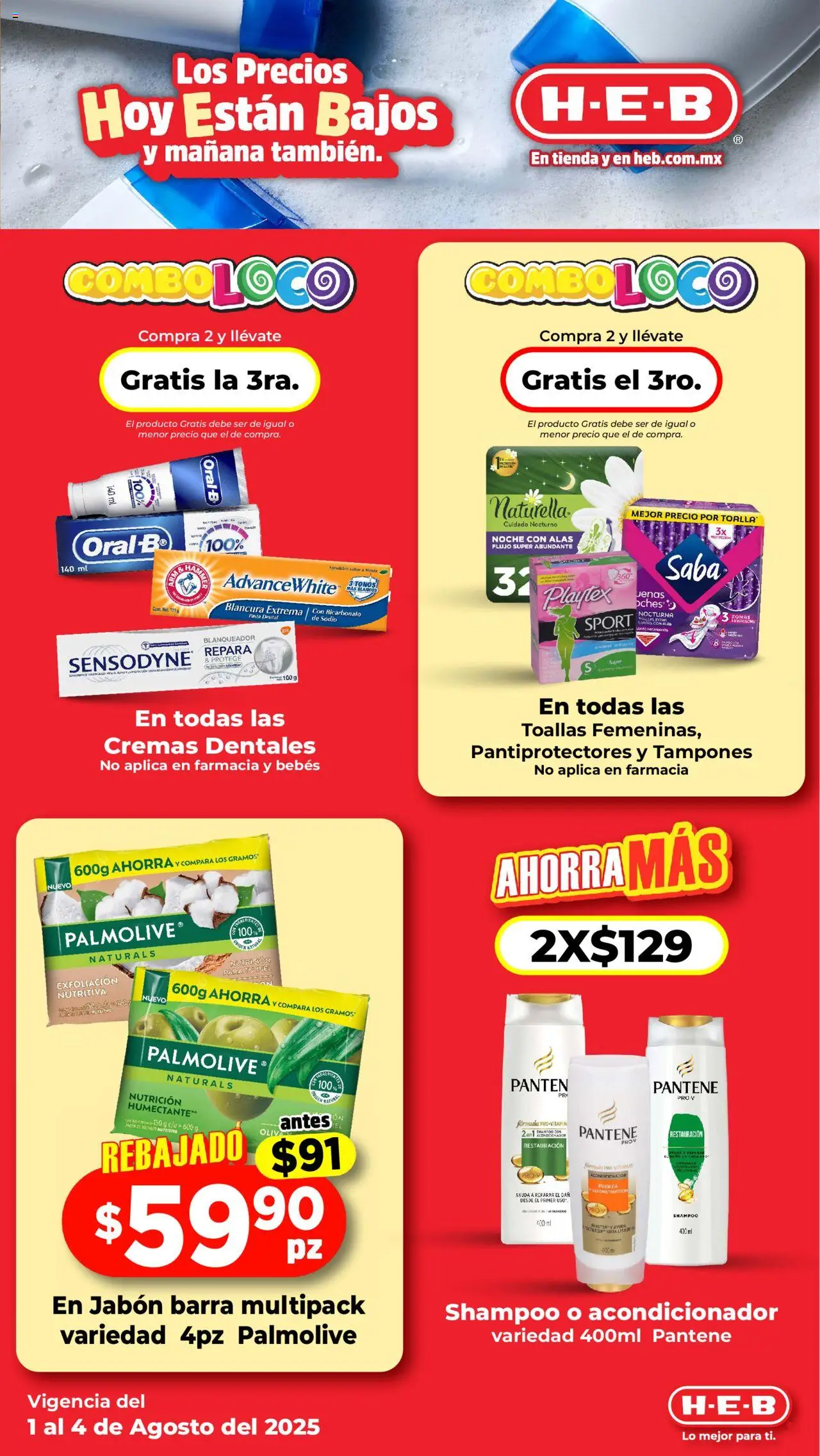 Nuevas ofertas de H-E-B válidas en toda la República Mexicana desde el 01.08.2025. ¡Encuentra las mejores ofertas en H-E-B - Folleto! | Página: 12 | Productos: Tampones, Barra, Acondicionador, Jabón