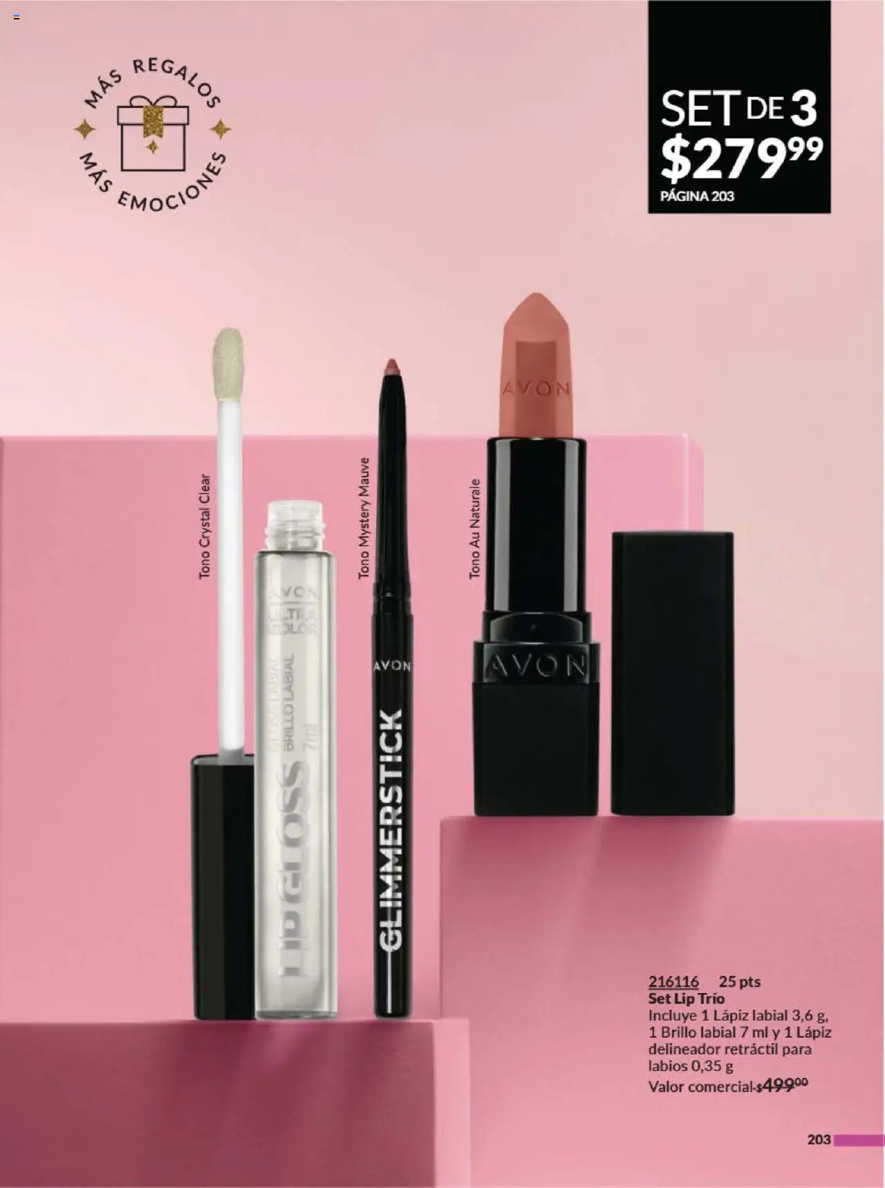 Nuevas ofertas de AVON válidas en toda la República Mexicana desde el 09.08.2025. ¡Encuentra las mejores ofertas en AVON - Campaña 13 2025! | Página: 214 | Productos: Brillo, Delineador, Lápiz labial