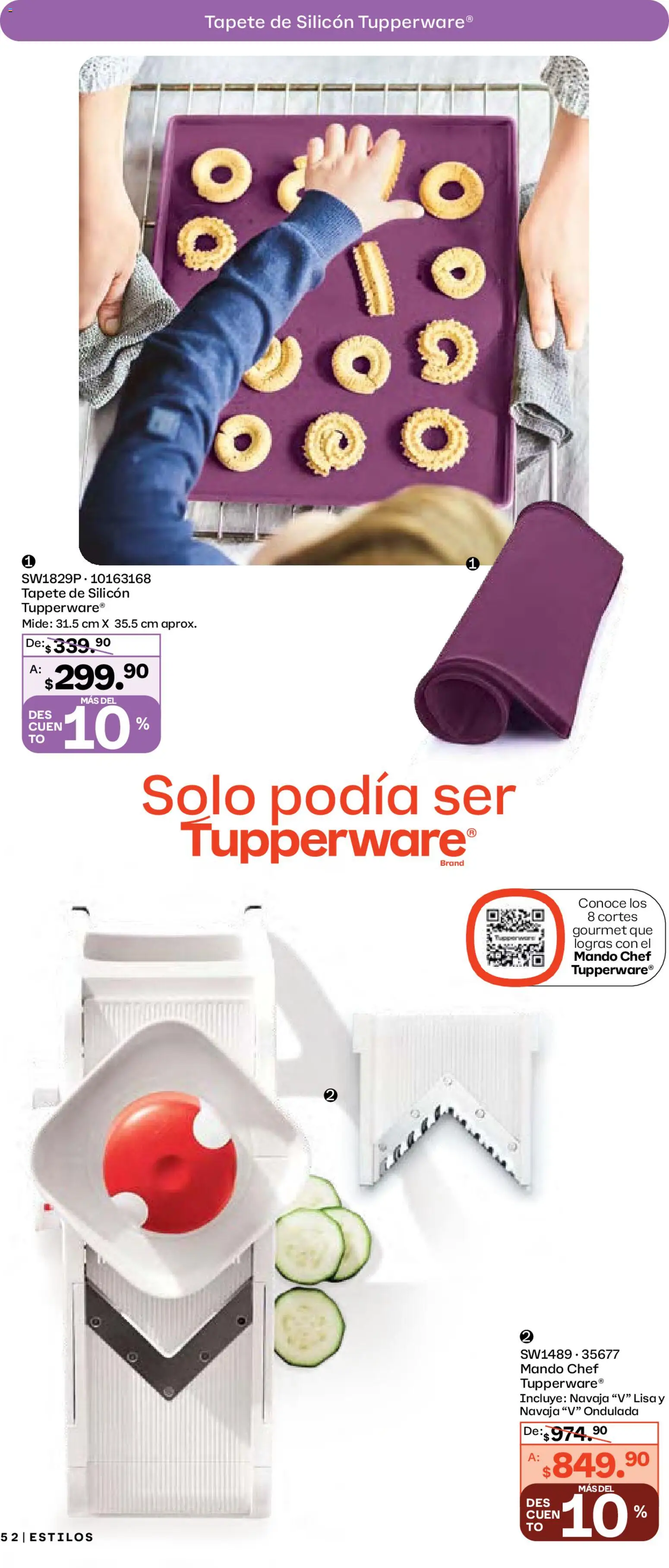 Nuevas ofertas de Tupperware válidas en toda la República Mexicana desde el 29.12.2025. ¡Encuentra las mejores ofertas en Tupperware catálogo! | Página: 52 | Productos: Navaja, Tapete