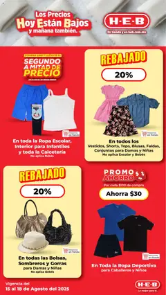 Nuevas ofertas de H-E-B válidas en toda la República Mexicana desde el 15.08.2025. ¡Encuentra las mejores ofertas en H-E-B - Folleto! | Página: 23 | Productos: Ropa