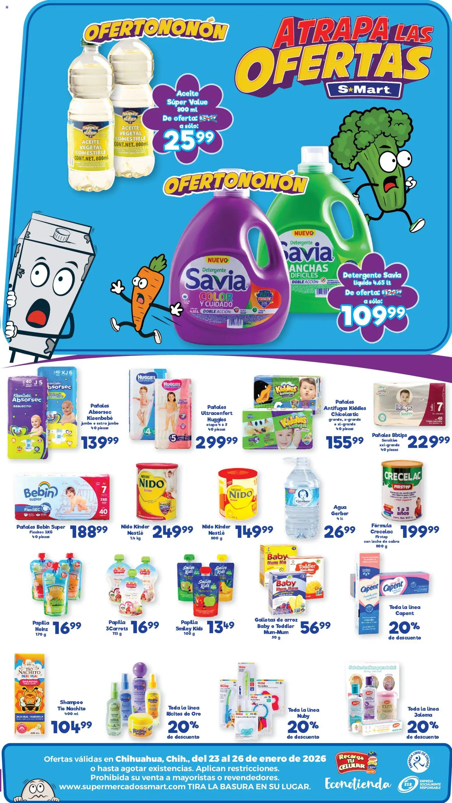 Nuevas ofertas de S-Mart válidas en toda la República Mexicana desde el 23.01.2026. ¡Encuentra las mejores ofertas en S-Mart folleto Ofertas de Feria Chihuahua! | Página: 2 | Productos: Manzana, Agua, Arroz, Galletas