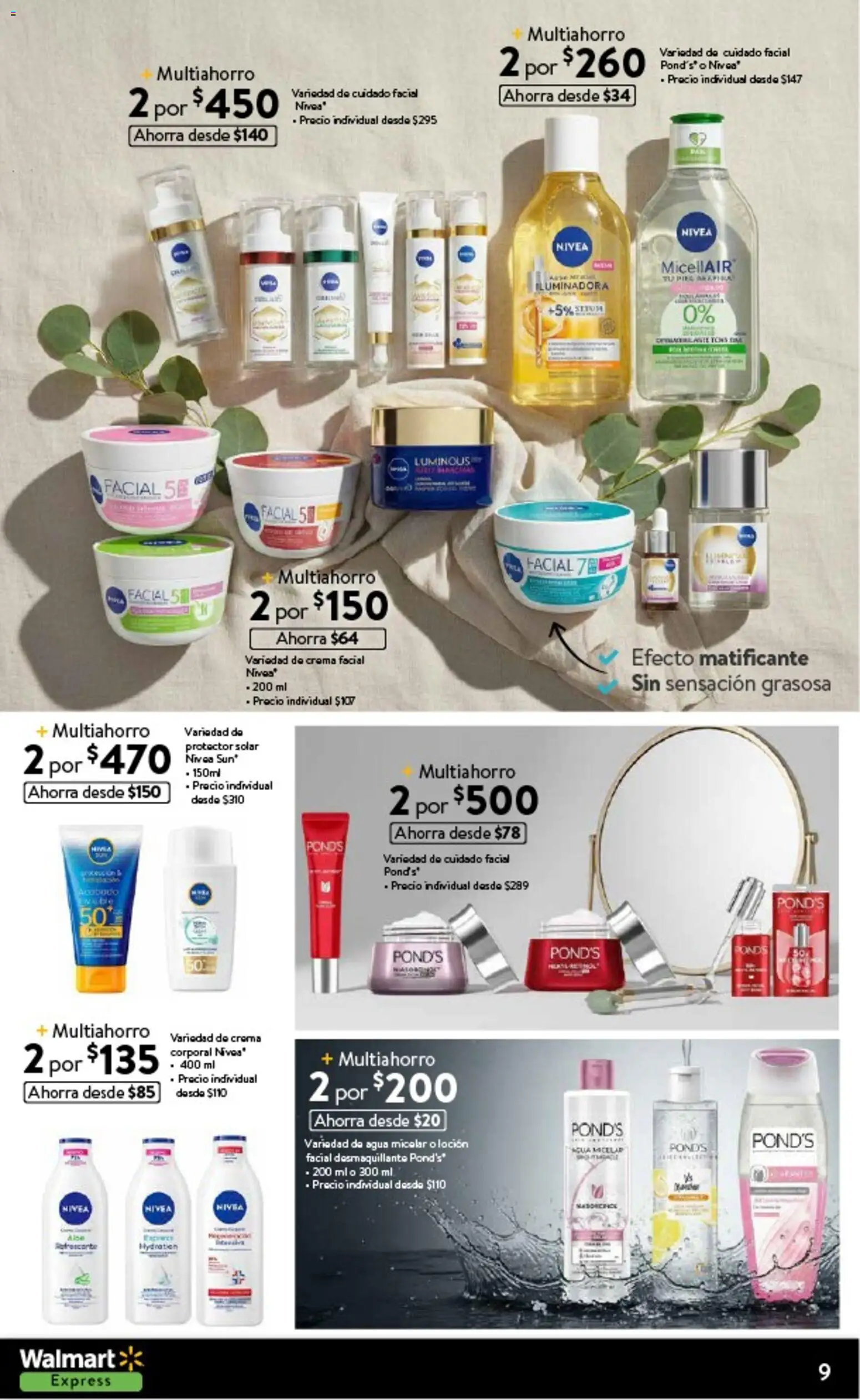 Nuevas ofertas de Walmart Express válidas en toda la República Mexicana desde el 11.02.2026. ¡Encuentra las mejores ofertas en Walmart Express folleto! | Página: 9 | Productos: Agua, Loción, Protector solar, Crema corporal