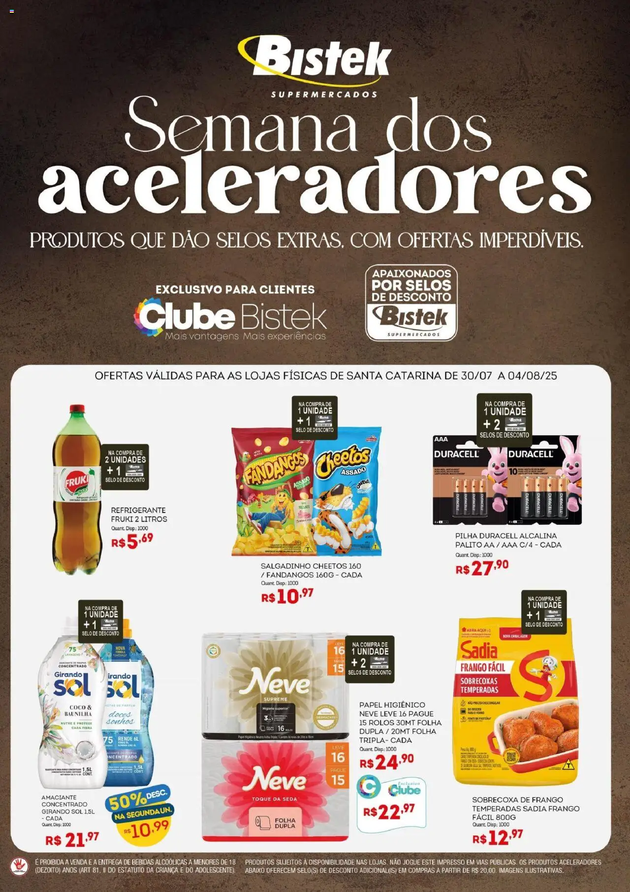 Bistek Supermercados Folheto - válido de 30.07.2025 | Página: 1 | Produtos: Coco, Roupas, Frango, Papel higiênico