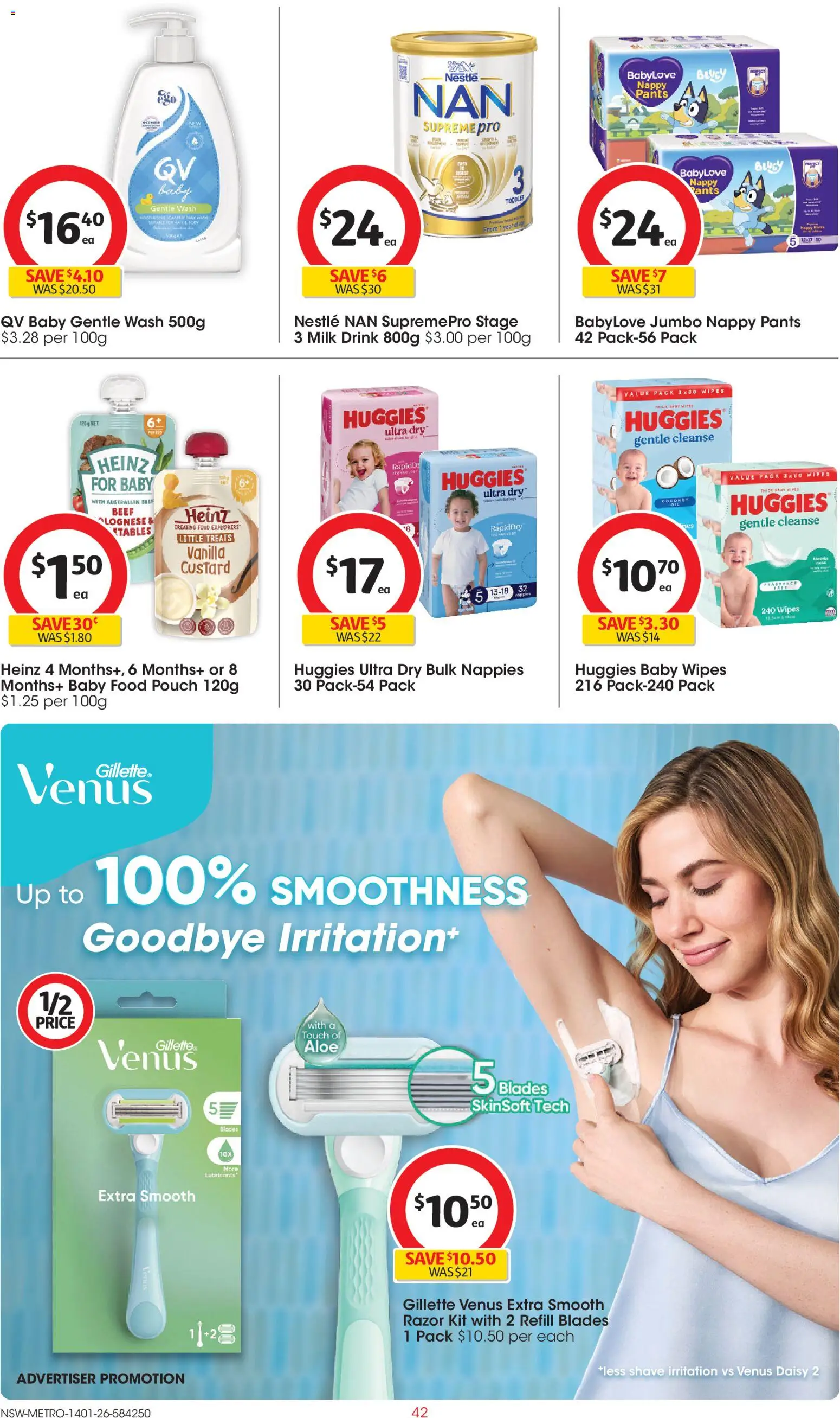 Coles catalogue - valid from 14.01.2026 | Page: 42 | Products: Milk, Beef, Razor, Baby food