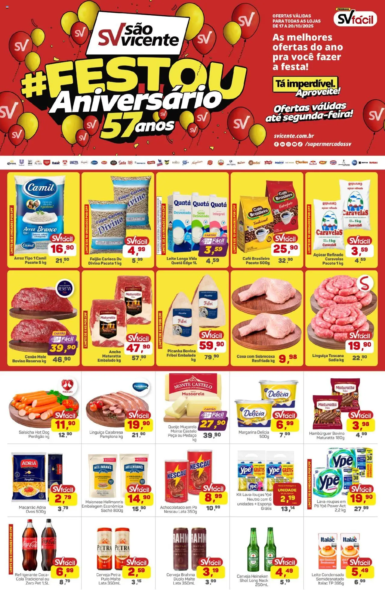 Supermercados São Vicente Folheto - válido de 20.10.2025 | Página: 1 | Produtos: Feijão, Pó, Salsicha, Ovos