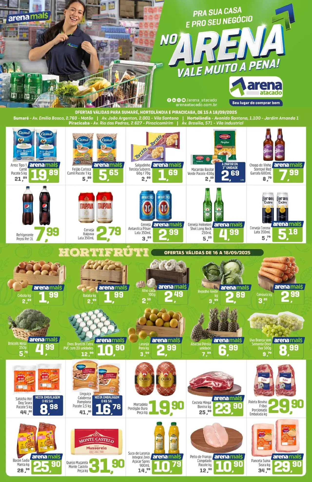 Arena Atacado Folheto - válido de 15.09.2025 | Página: 1 | Produtos: Espaguete, Repolho, Ovos, Peito de frango