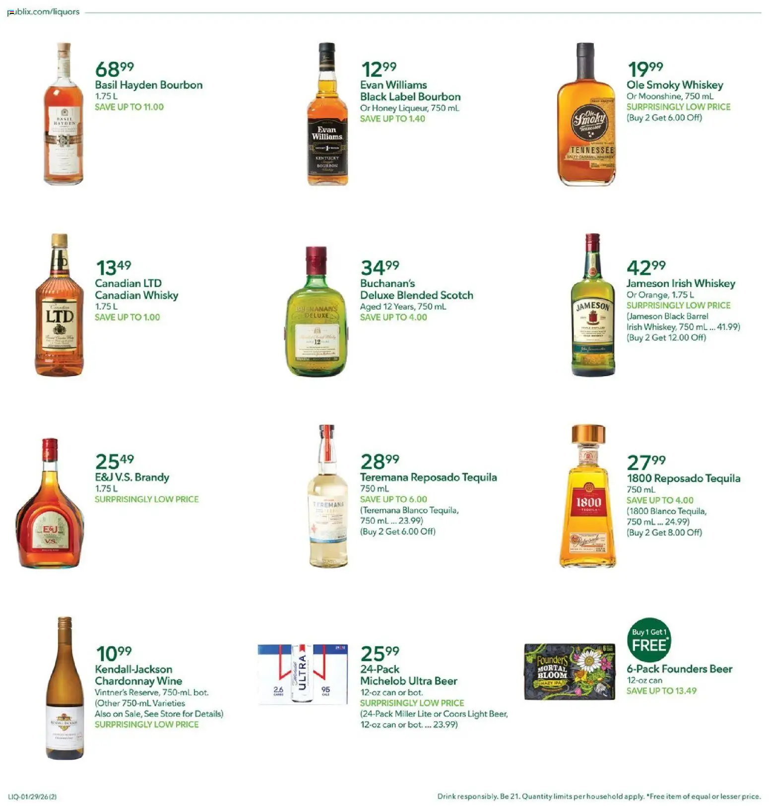 Publix Liquor - valid from 29.01.2026 | Page: 2 | Products: Wine, Beer, Bourbon, Whiskey