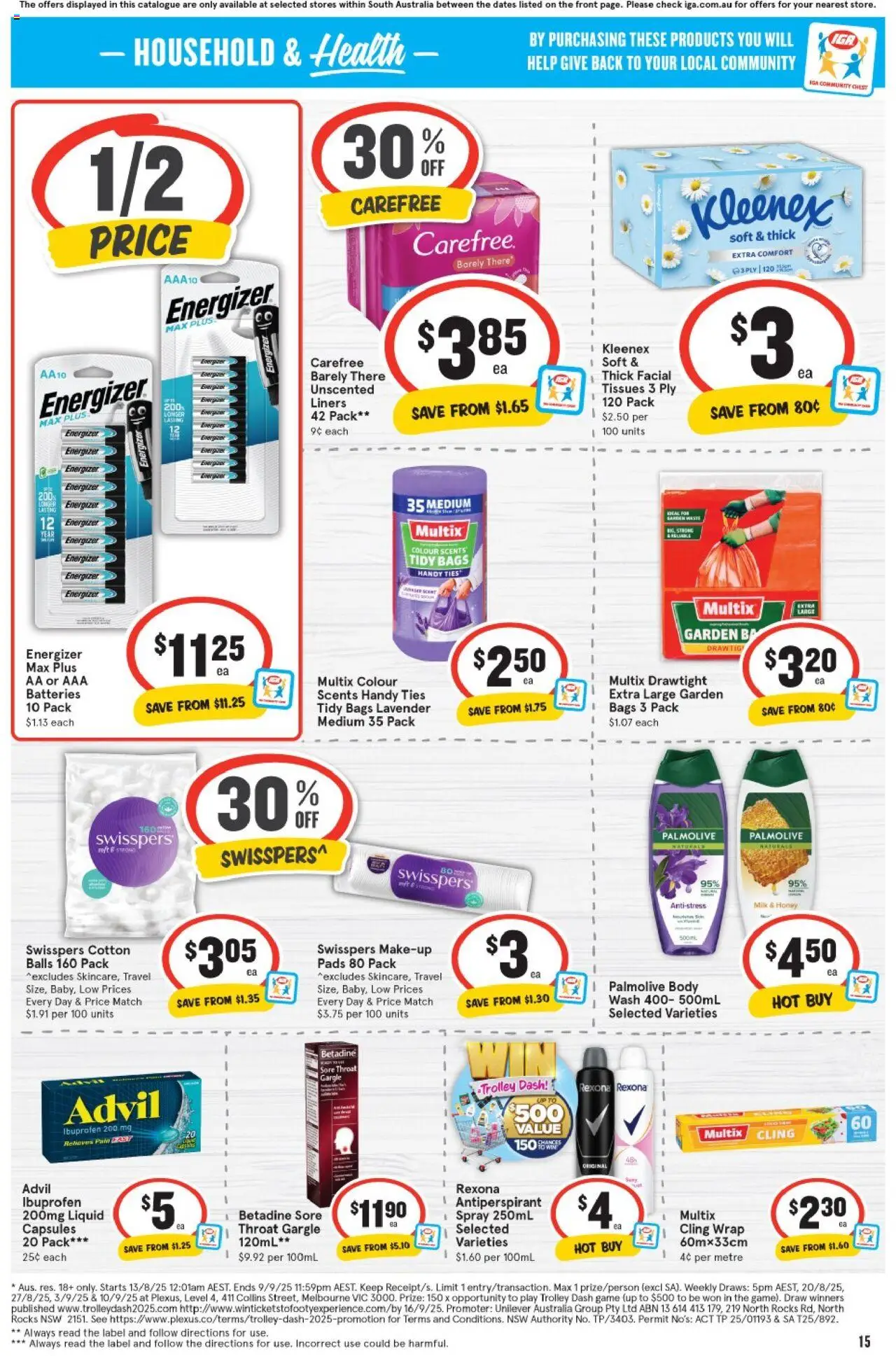 IGA catalogue - valid from 13.08.2025 | Page: 16 | Products: Milk, Honey, Trolley, Tissues
