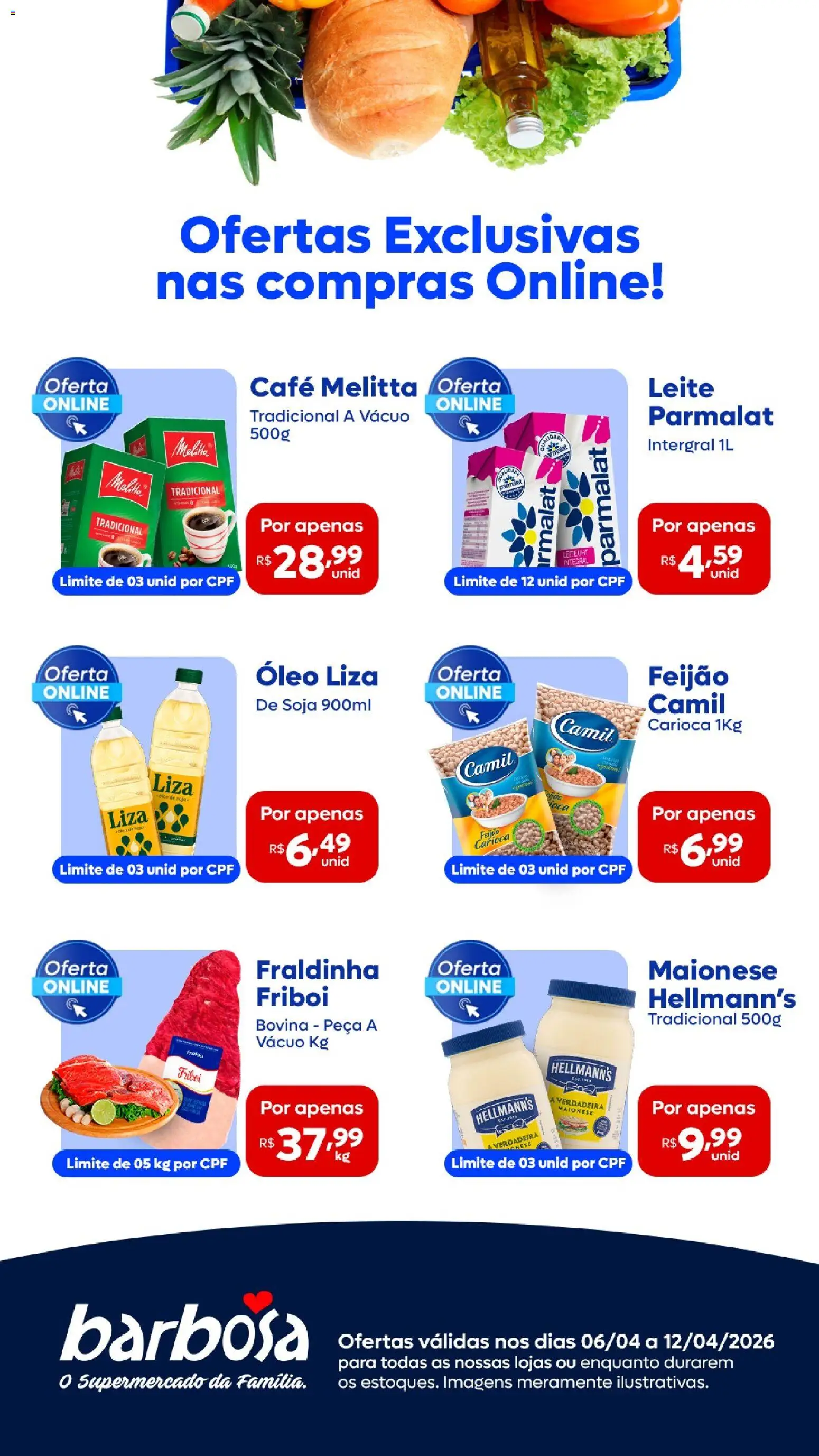 Barbosa Supermercados Folheto - válido de 06.04.2026 | Página: 3 | Produtos: Fraldinha, Leite, Óleo, Café