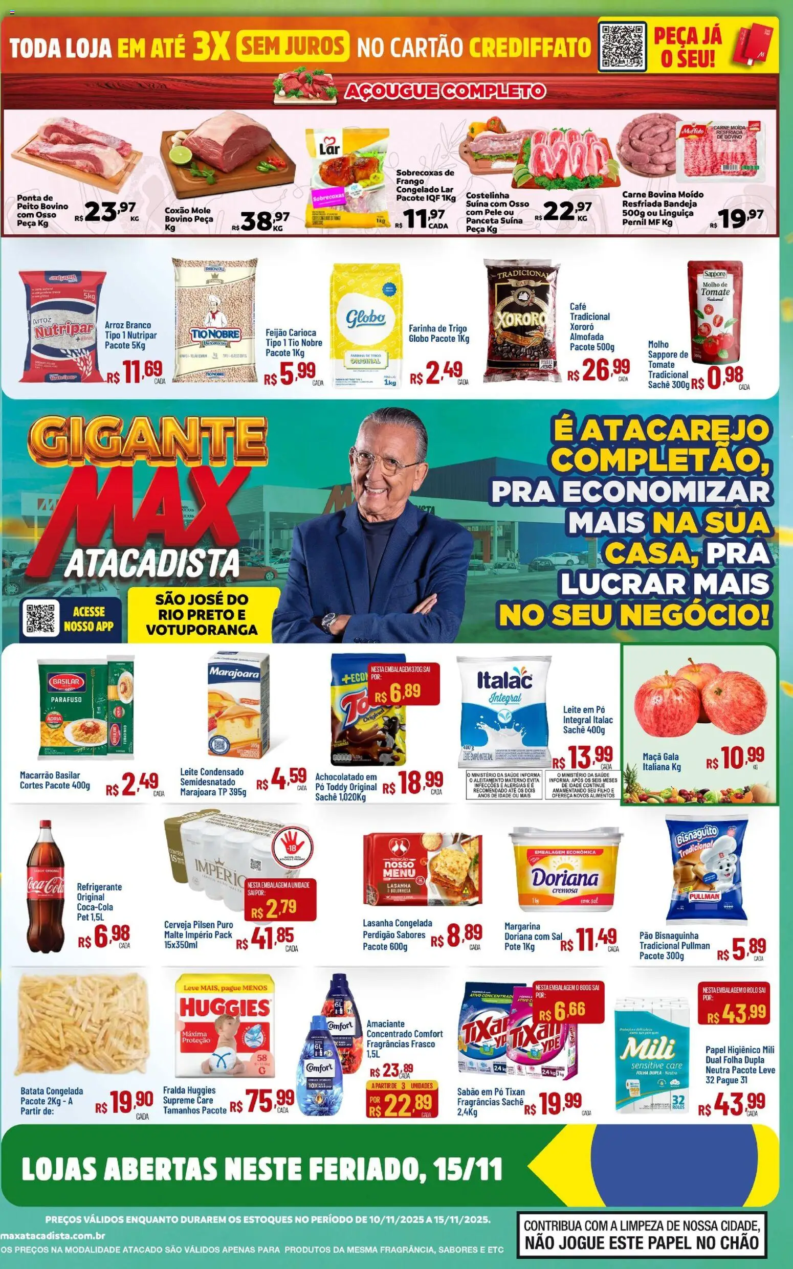 Max Atacadista Folheto - válido de 10.11.2025 | Página: 1 | Produtos: Pão, Café, Cerveja, Macarrão