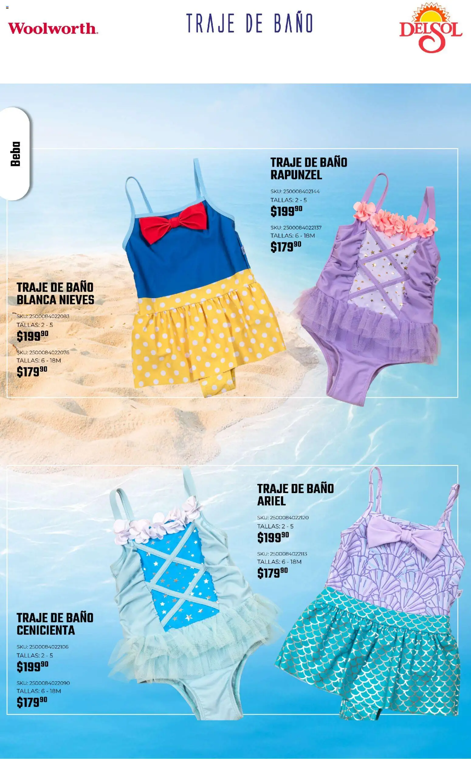 Nuevas ofertas de Del Sol y Woolworth válidas en toda la República Mexicana desde el 19.03.2026. ¡Encuentra las mejores ofertas en Del Sol y Woolworth catálogo Vacaciones 2026 ! | Página: 46 | Productos: Traje, Traje de baño, Baño