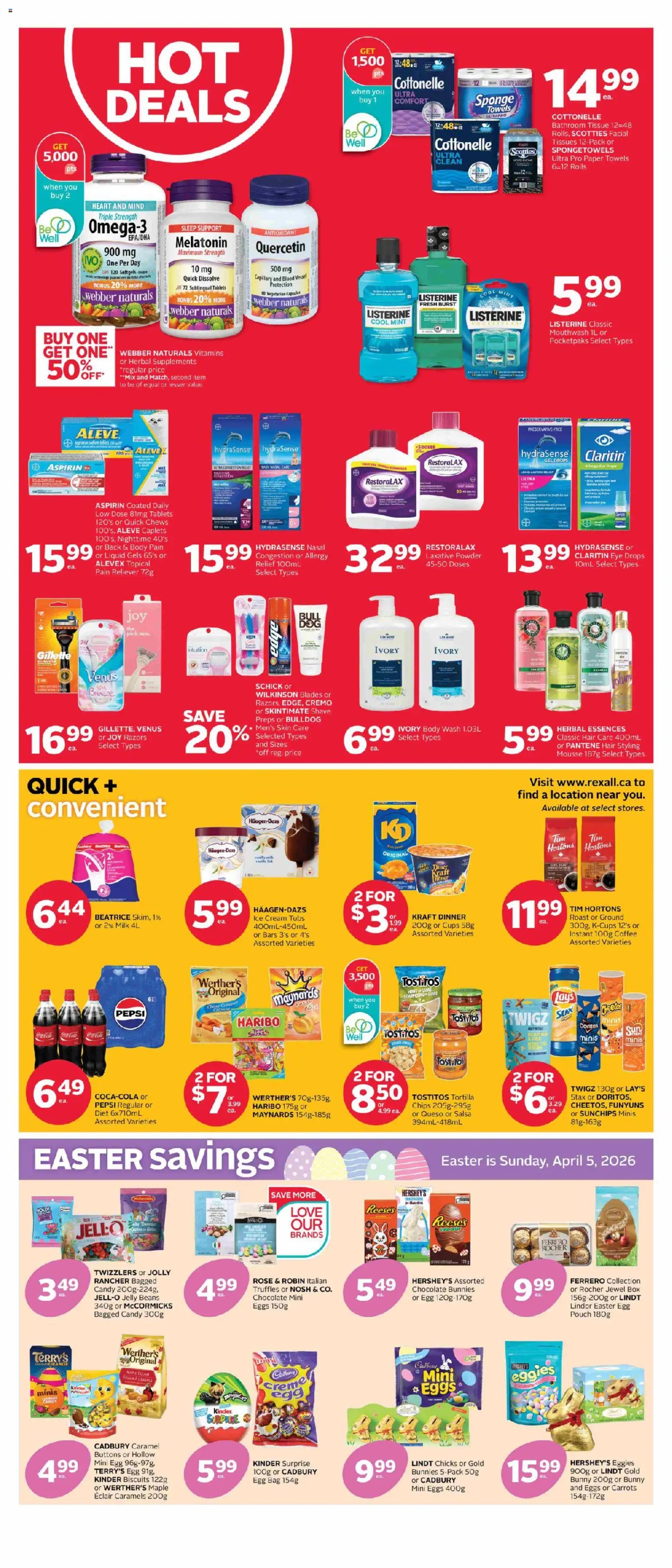Rexall flyer valid from 03.04.2026 | Page: 5 | Products: Chips, Sponge, Milk, Chocolate
