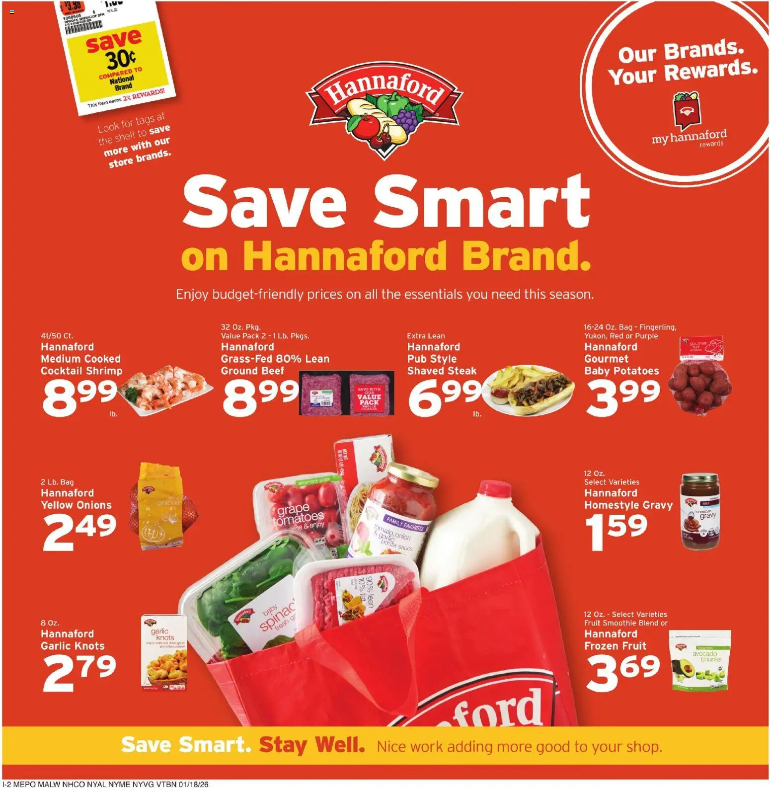 Hannaford Weekly Ad - valid from 18.01.2026 | Page: 10 | Products: Potatoes, Sauce, Garlic, Bag