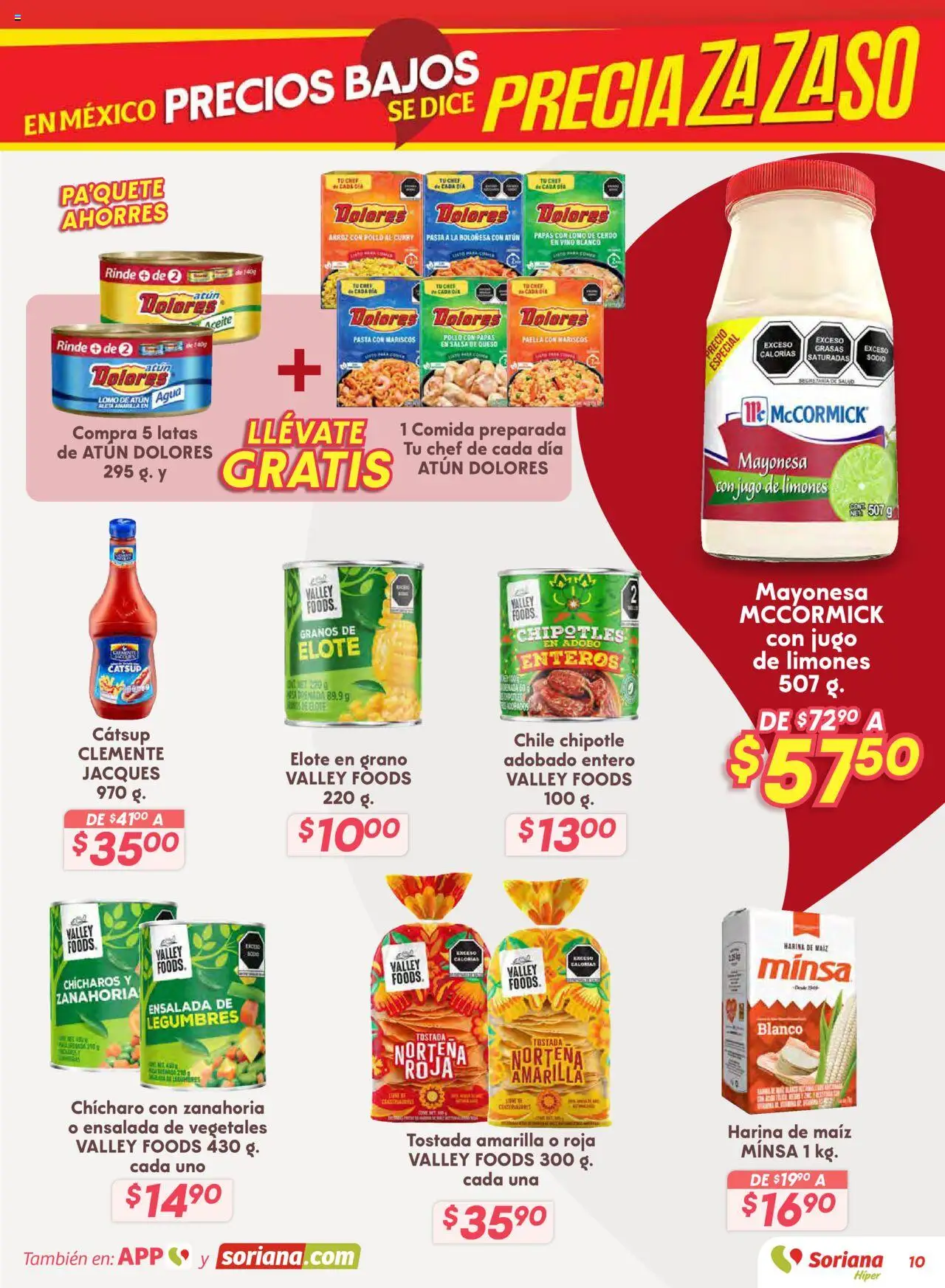 Nuevas ofertas de Soriana válidas en toda la República Mexicana desde el 14.08.2025. ¡Encuentra las mejores ofertas en Soriana - Preciazazaso Híper: Ags, Col, Gto, Jal, Mich! | Página: 10 | Productos: Pollo, Queso, Aceite, Catsup