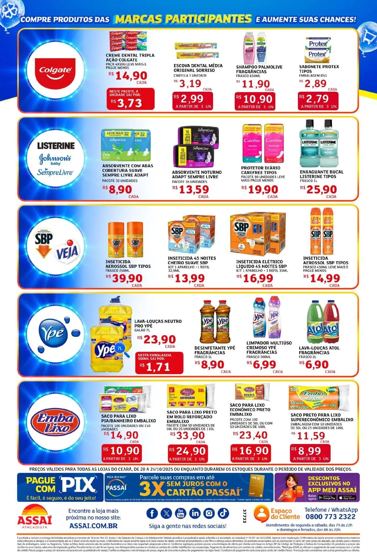 Assaí Atacadista Folheto - válido de 20.10.2025 | Página: 6 | Produtos: Saco para lixo, Rolo, Telefone, Absorvente