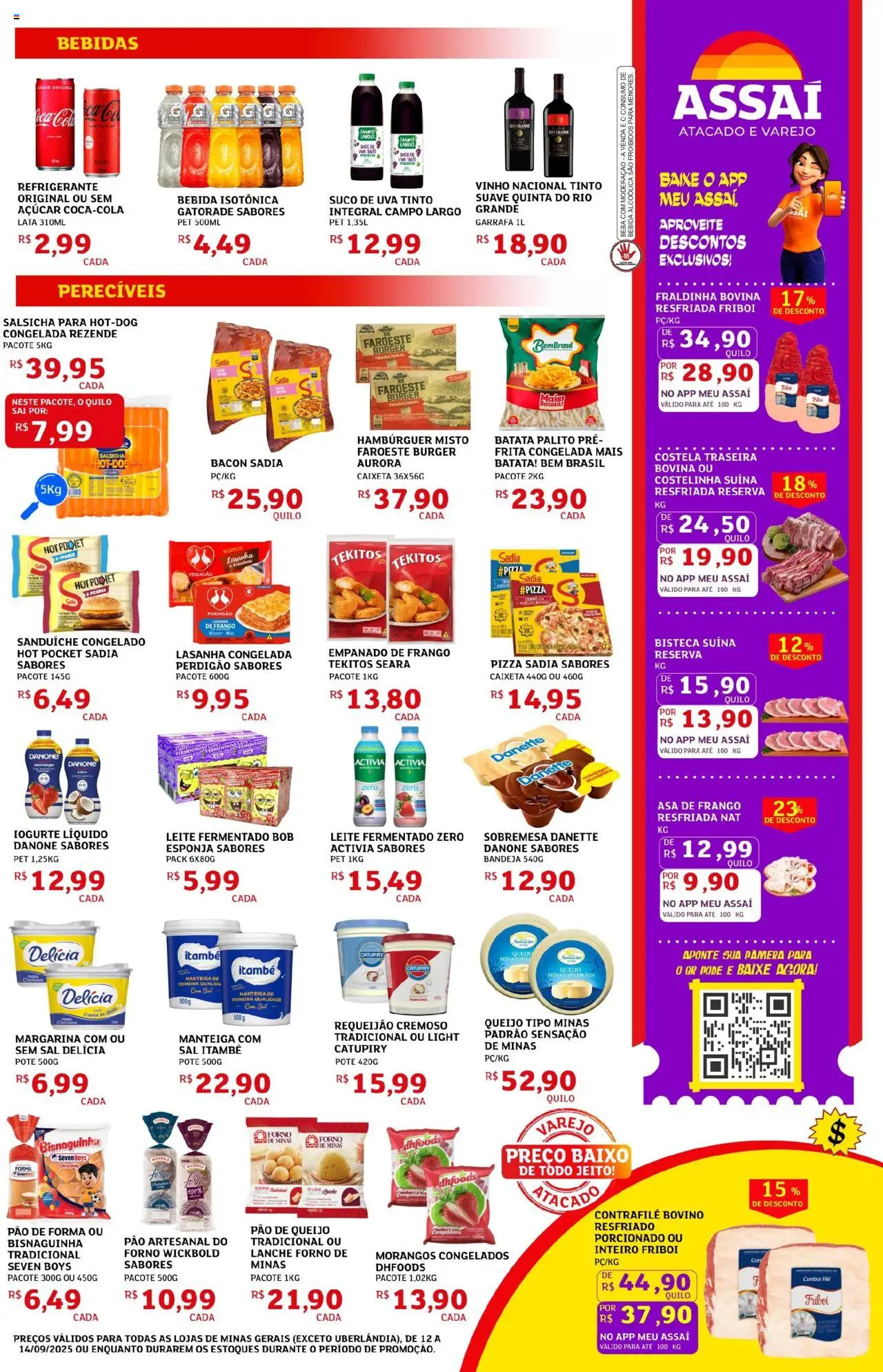 Assaí Atacadista Folheto - válido de 12.09.2025 | Página: 3 | Produtos: Pão, Lasanha, Batata, Frango