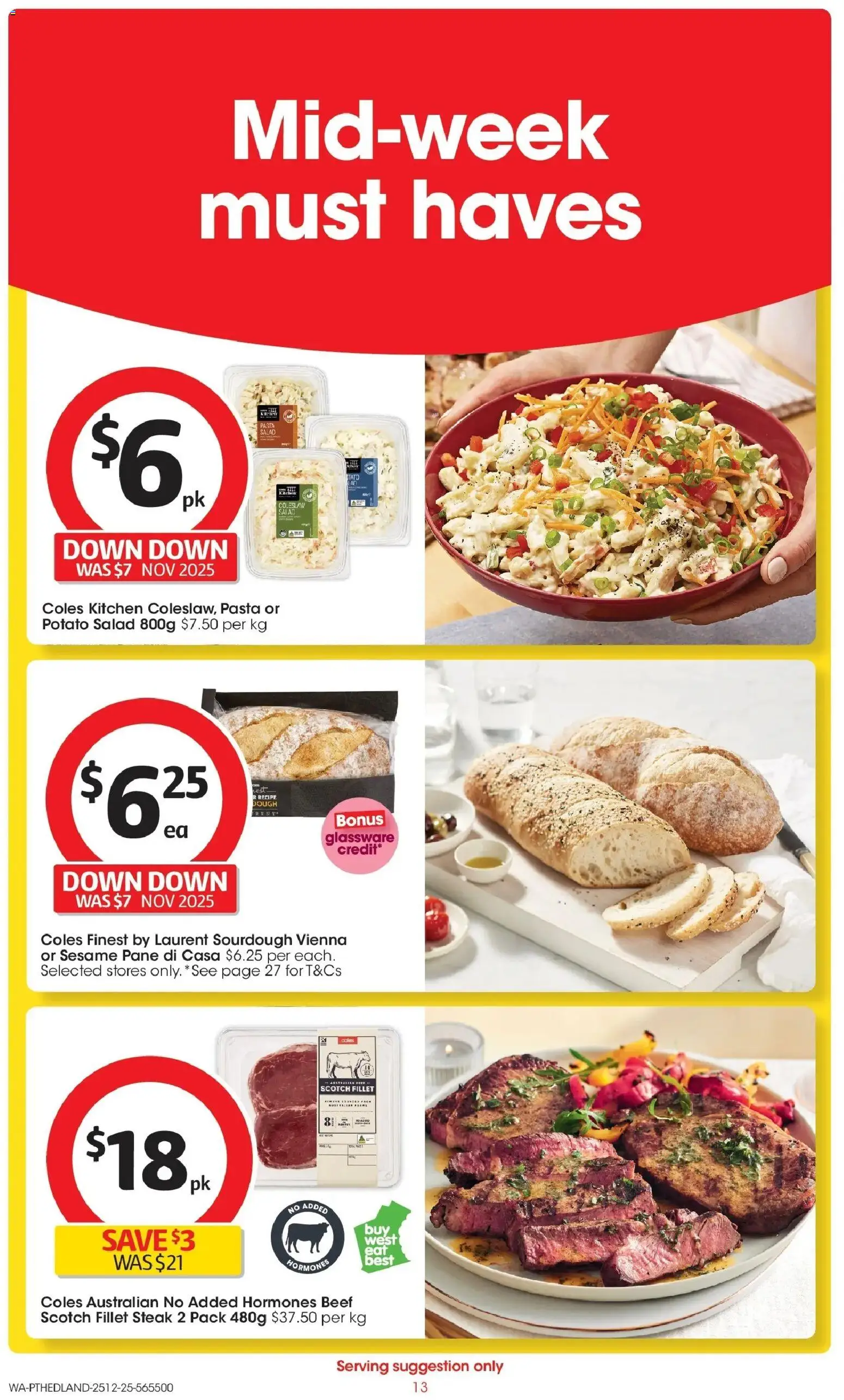 Coles catalogue - valid from 25.12.2025 | Page: 13 | Products: Glassware, Pasta, Salad, Scotch