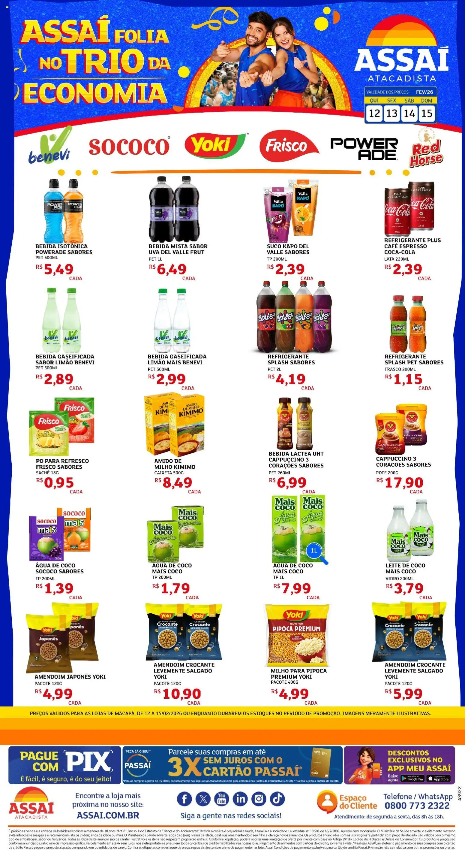 Assaí Atacadista Folheto - válido de 12.02.2026 | Página: 1 | Produtos: Amido de milho, Café, Pneus, Refrigerante