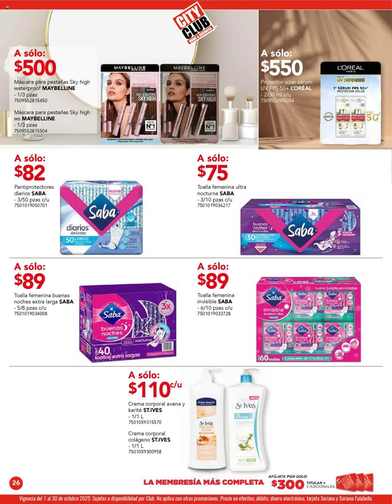 Nuevas ofertas de City Club válidas en toda la República Mexicana desde el 01.10.2025. ¡Encuentra las mejores ofertas en City Club - Catálogo! | Página: 24 | Productos: Avena, Máscara, Agua, Protector solar