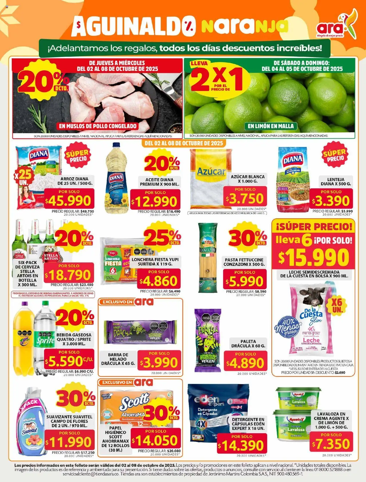 Ara revista - valida desde el 02.10.2025 | Página: 3 | Productos: Arroz, Bolsa, Botella, Leche