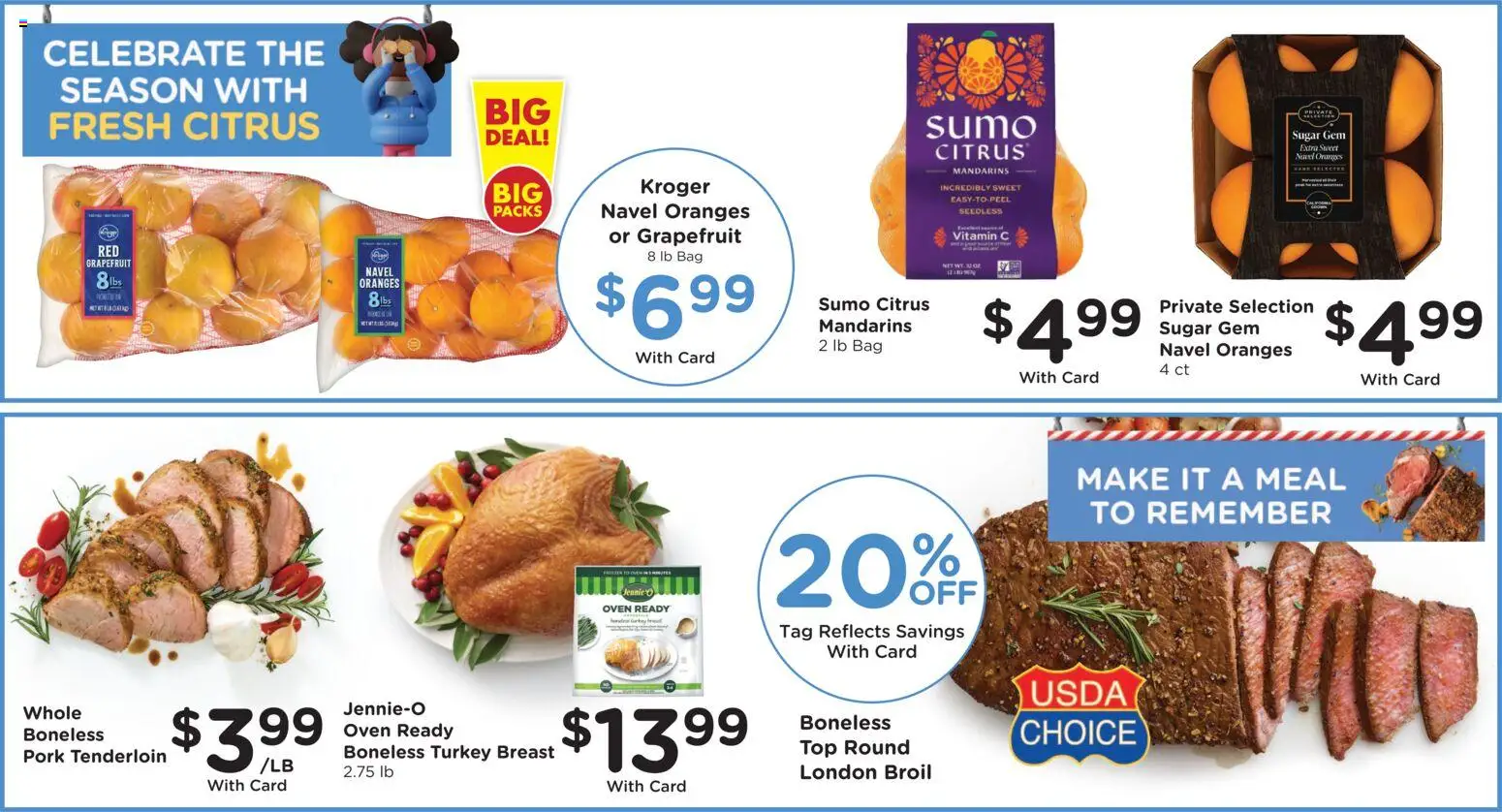 Fred Meyer Weekly Ad - valid from 14.01.2026 | Page: 10 | Products: Pork, Oranges, Grapefruit, Bag