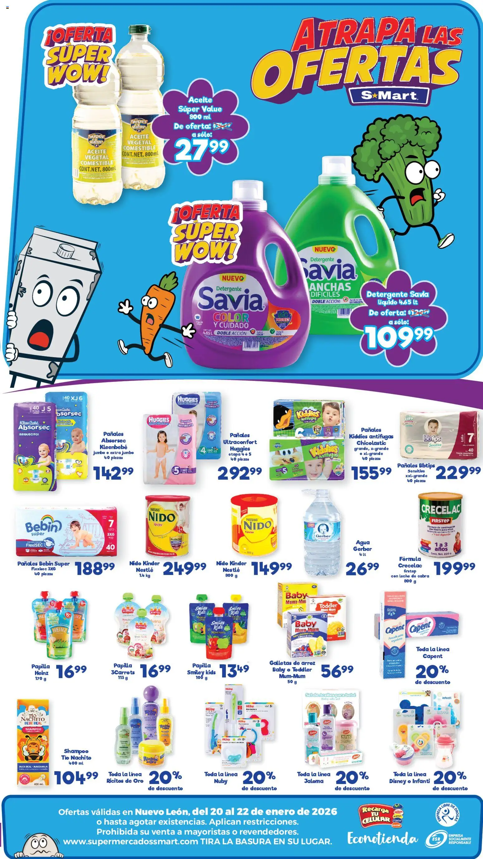Nuevas ofertas de S-Mart válidas en toda la República Mexicana desde el 20.01.2026. ¡Encuentra las mejores ofertas en S-Mart folleto Ofertas de Feria Monterrey! | Página: 2 | Productos: Agua, Leche, Aceite, Arroz