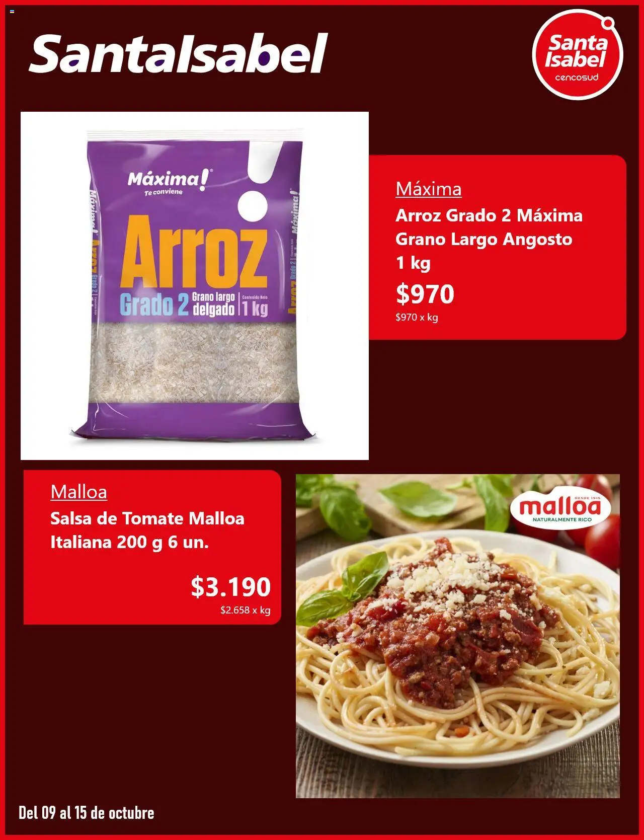 Santa Isabel ofertas  │ válido desde el 09.10.2025 | Página: 4 | Productos: Tomate, Arroz, Té, Salsa de tomate