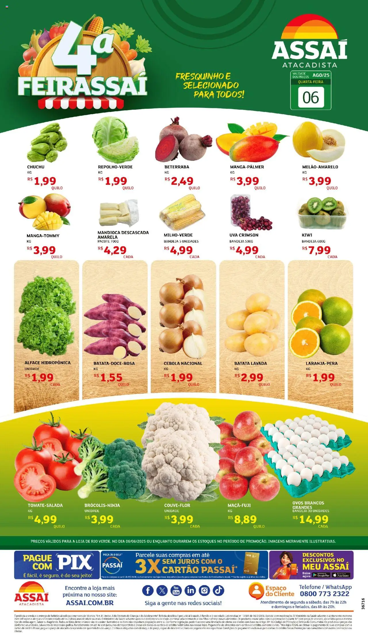 Assaí Atacadista Folheto - válido de 06.08.2025 | Página: 1 | Produtos: Cebola, Mandioca, Base, Batata