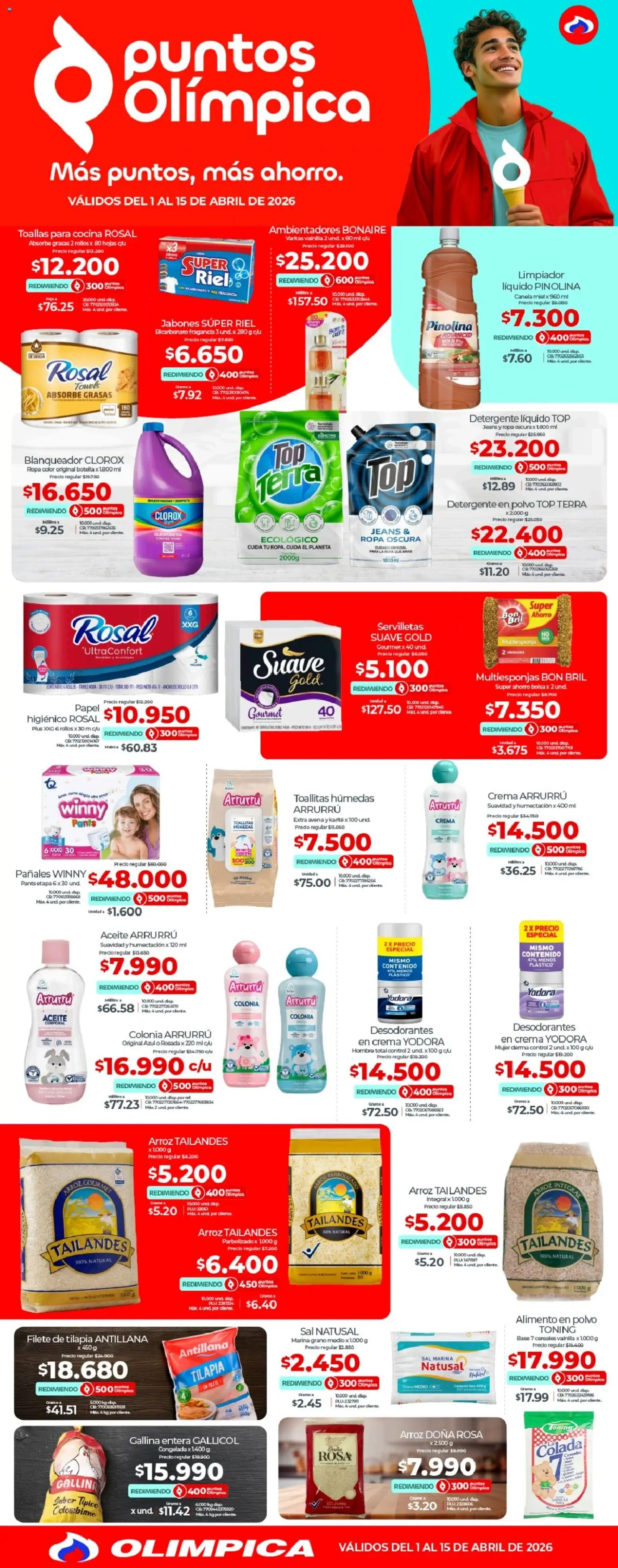 Olímpica revista - valida desde el 01.04.2026 | Página: 1 | Productos: Crema, Bolsa, Servilletas, Toallas