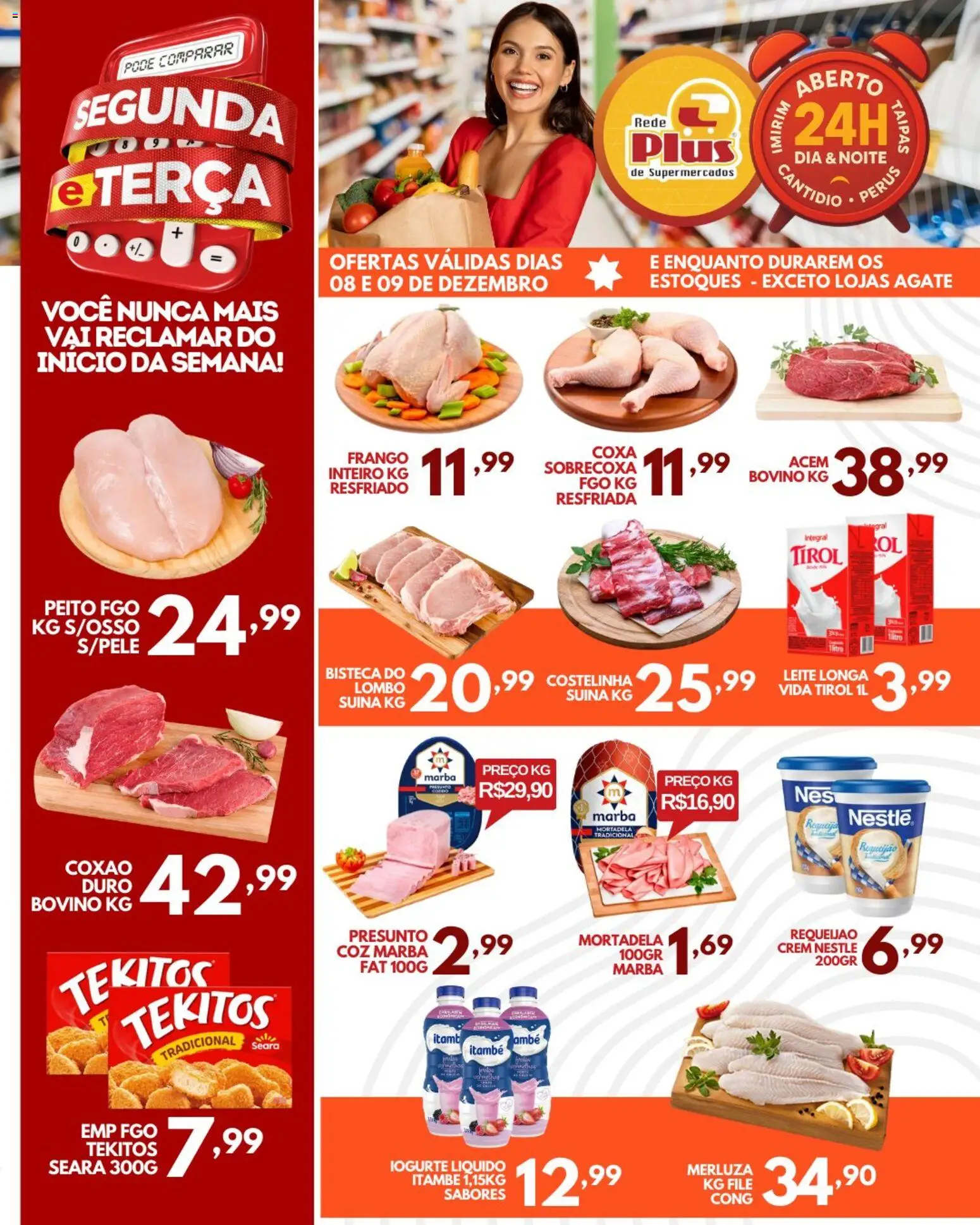 Rede Plus Supermercados Folheto - válido de 08.12.2025 | Página: 1 | Produtos: Lombo, Presunto, Mortadela, Frango