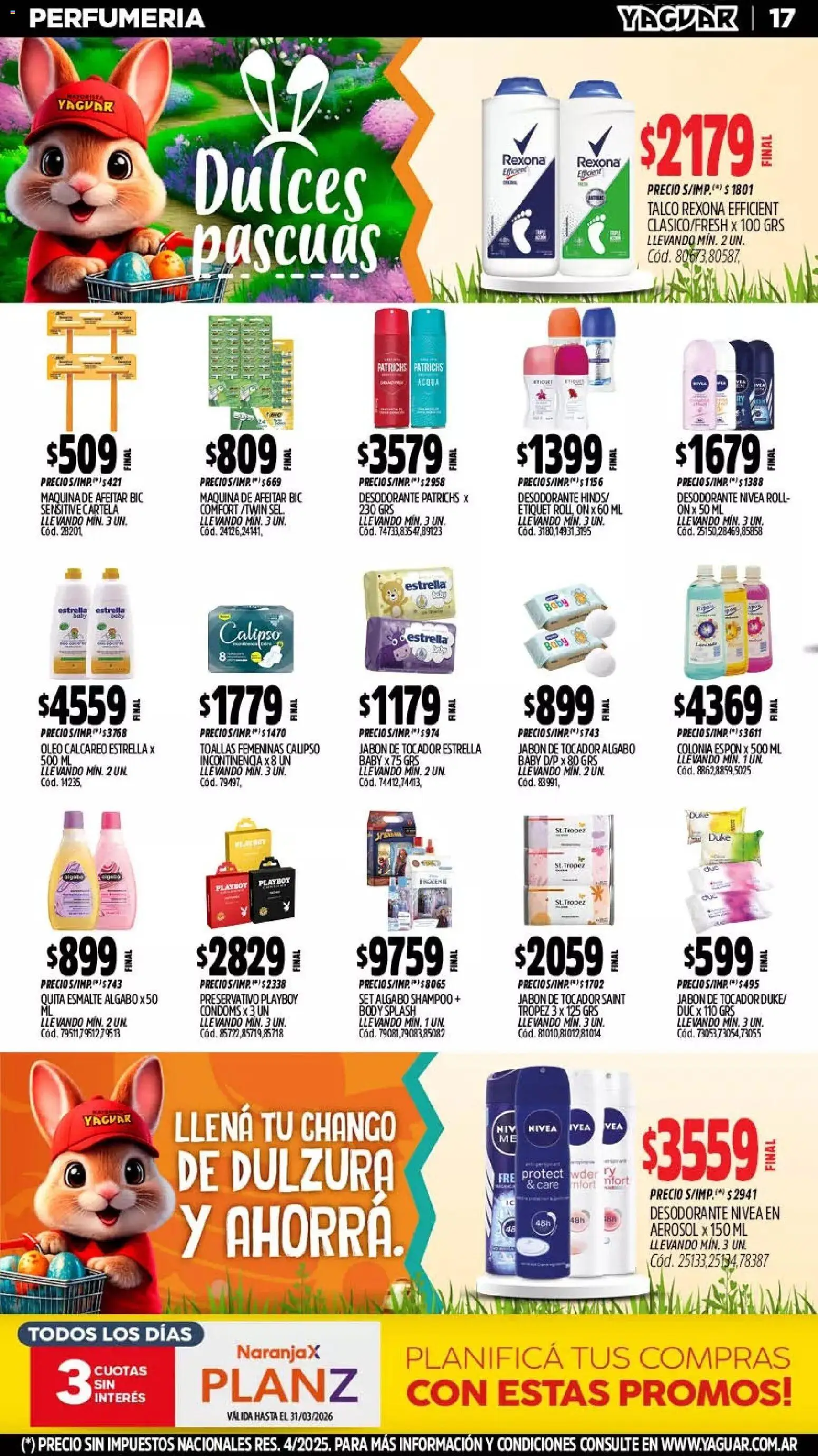 Yaguar - Oferta Semanal Neuquen │ válido desde el 23.03.2026 | Página: 17 | Productos: Toallas, Maquina de afeitar, Jabón, Desodorante