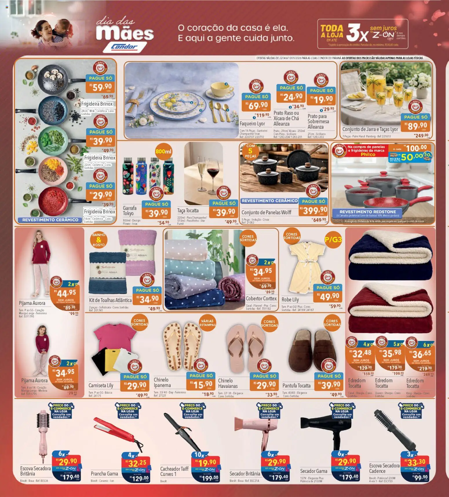 Supermercados Condor Folheto - válido de 22.04.2026 | Página: 2 | Produtos: Escova secadora, Prancha, Cobertor, Conjunto de panelas