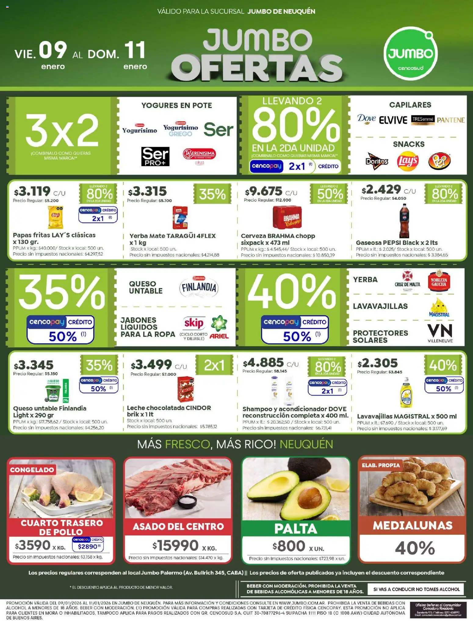 Jumbo - Ofertas | Neuquén │ válido desde el 09.01.2026 | Página: 1 | Productos: Pollo, Shampoo, Leche, Papas fritas