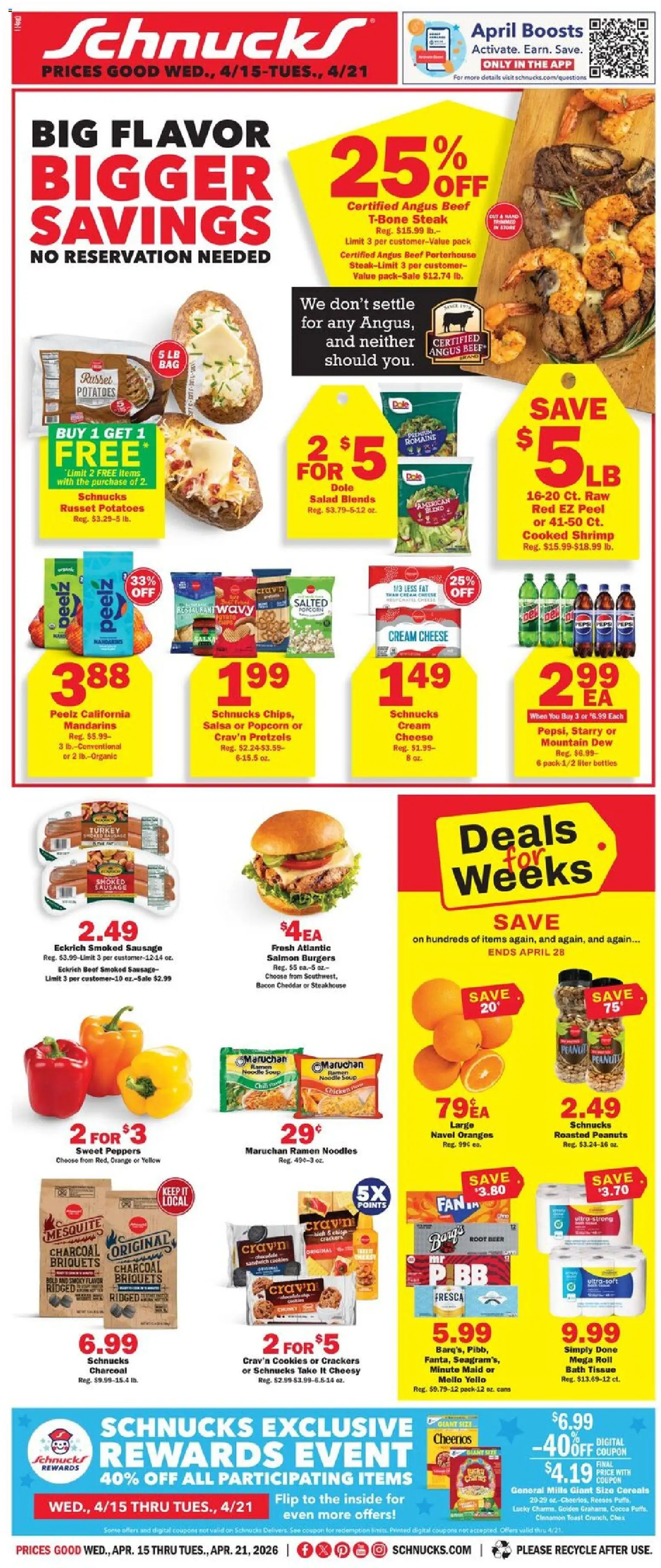 Schnucks Weekly Print Ad - IL - valid from 15.04.2026 | Page: 1 | Products: Romaine, Bath, Cookies, Chilli