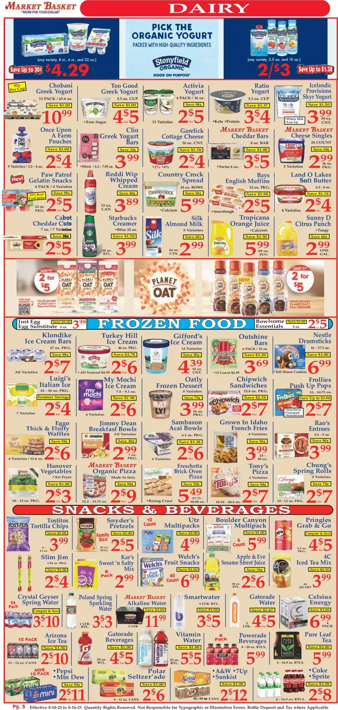 Market Basket Ad - valid from 10.08.2025 | Page: 5 | Products: Yogurt, Pizza, Pineapple, Oven