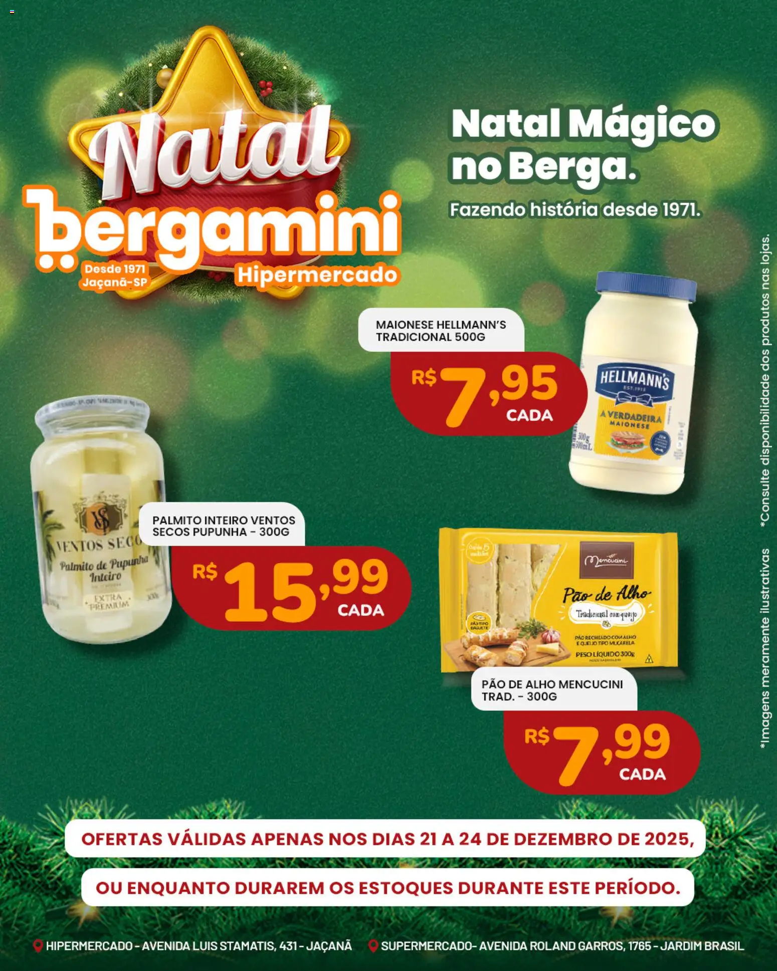 Supermercado Bergamini Folheto - válido de 21.12.2025 | Página: 12 | Produtos: Pupunha, Alho, Pao de alho, Pão