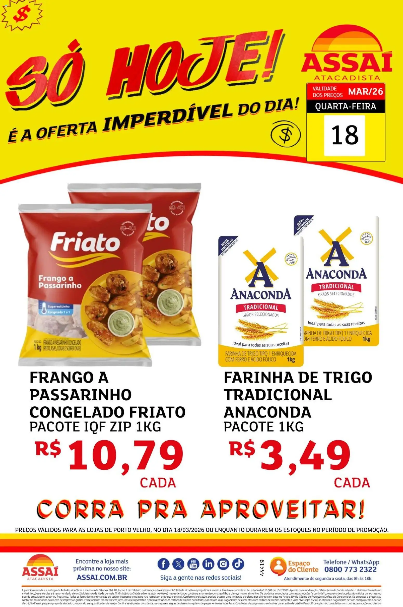 Assaí Atacadista Folheto - válido de 18.03.2026 | Página: 1 | Produtos: Ferro, Pneus, Telefone, Frango