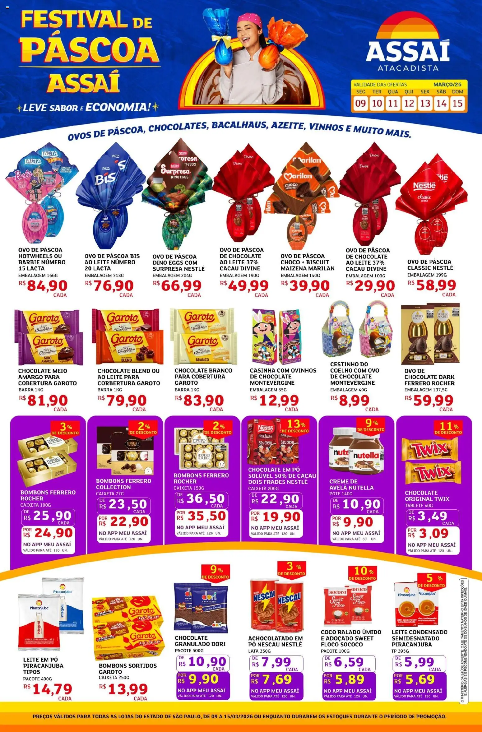 Assaí Atacadista Folheto - válido de 09.03.2026 | Página: 1 | Produtos: Coco, Pó, Nescau, Avelã