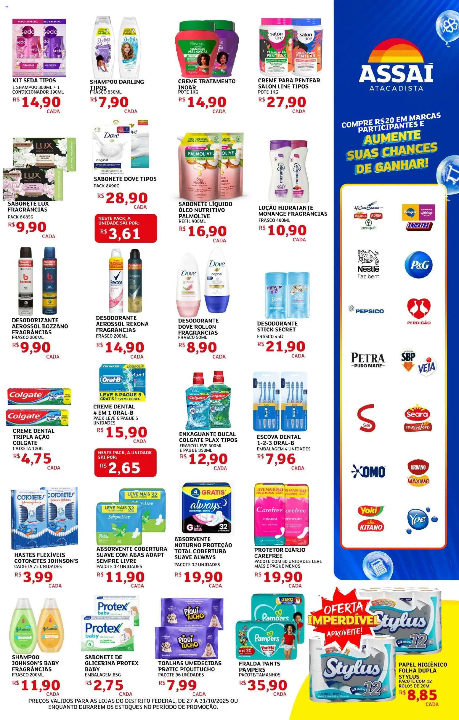 Assaí Atacadista Folheto - válido de 27.10.2025 | Página: 7 | Produtos: Pampers, Escova, Rexona, Sabonete líquido