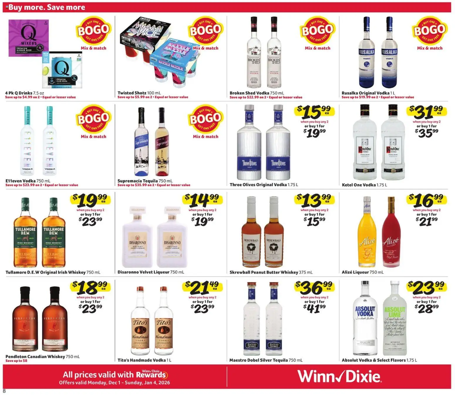 Winn Dixie Alcohol Flyer - valid from 01.12.2025 | Page: 8 | Products: Ginger, Beer, Cream, Lime