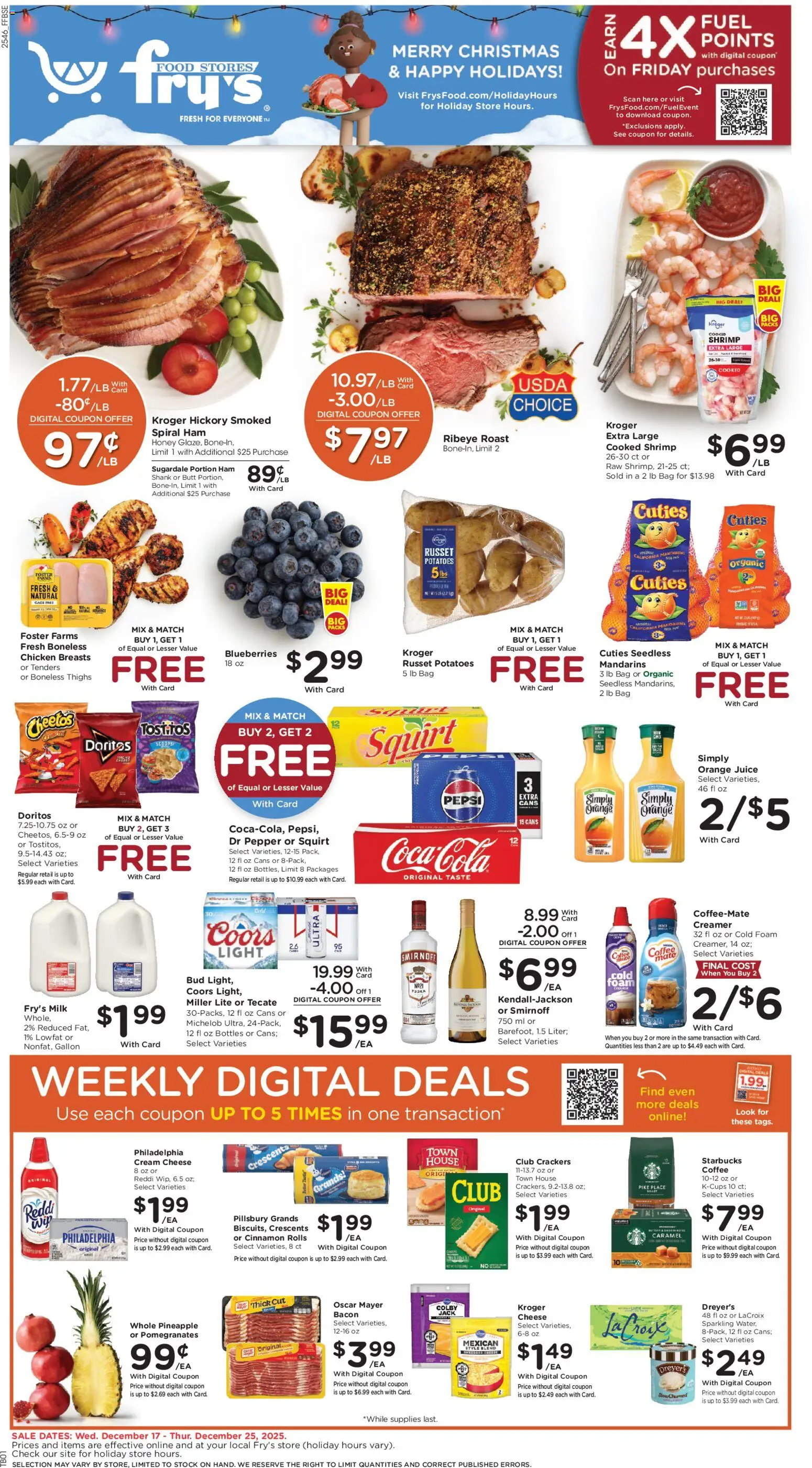 Fry's Food Weekly Ad - valid from 17.12.2025 | Page: 1 | Products: Mandarins, Butter, Juice, Pepper