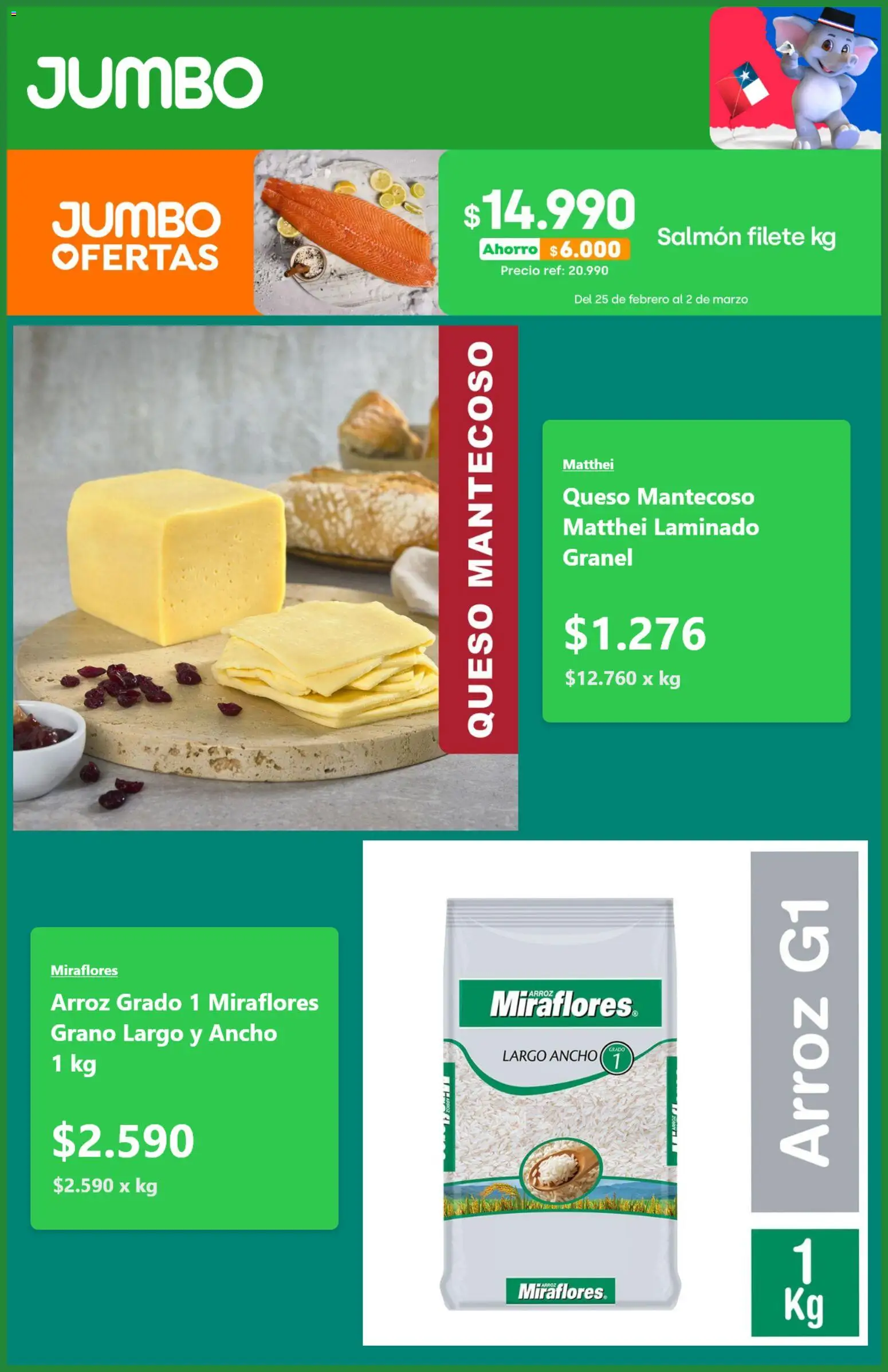 Jumbo ofertas  │ válido desde el 25.02.2026 | Página: 2 | Productos: Queso, Arroz